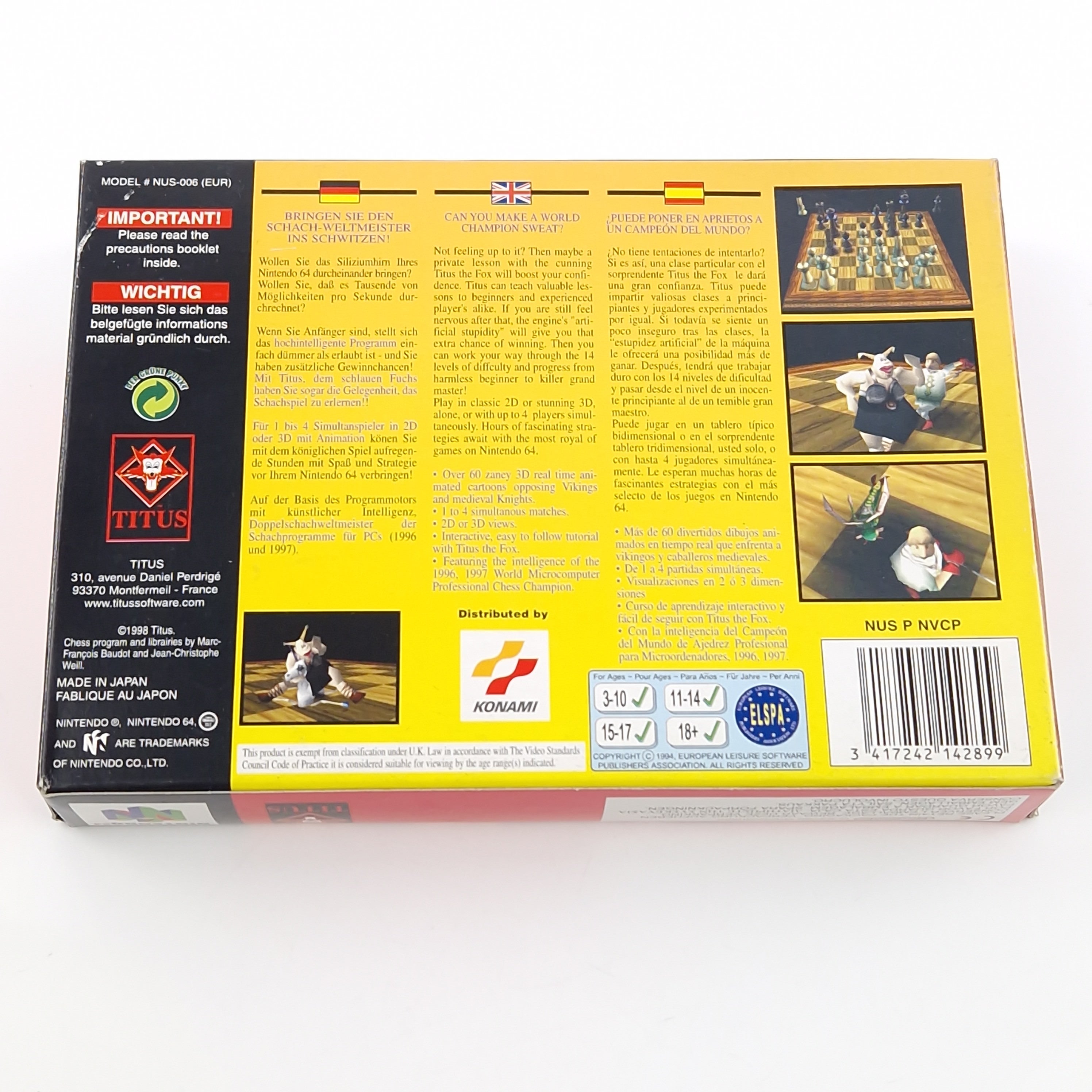 Nintendo 64 Spiel – Virtua Chess 64 N64 Modul OVP PAL