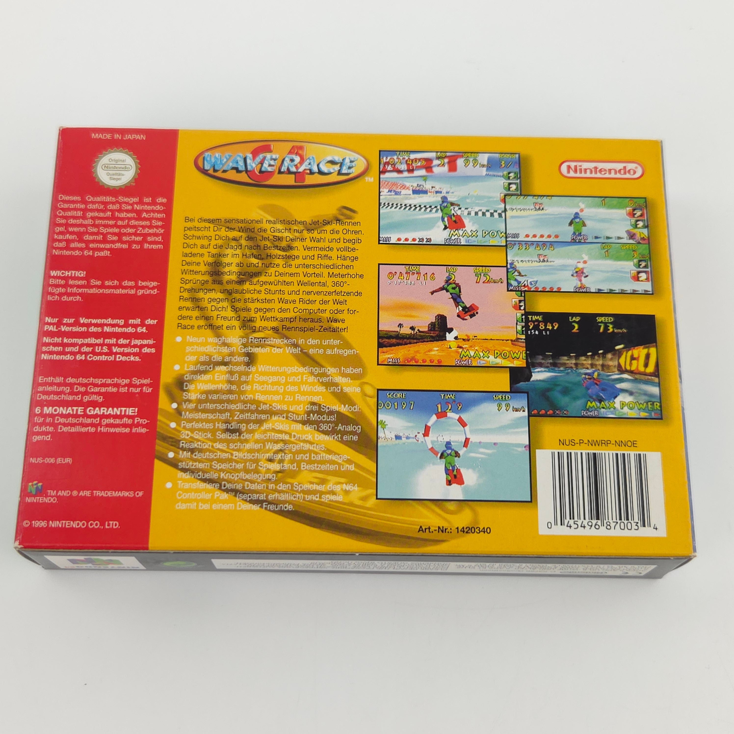 Nintendo 64 Spiel Wave Race 64 Modul Anleitung OVP PAL