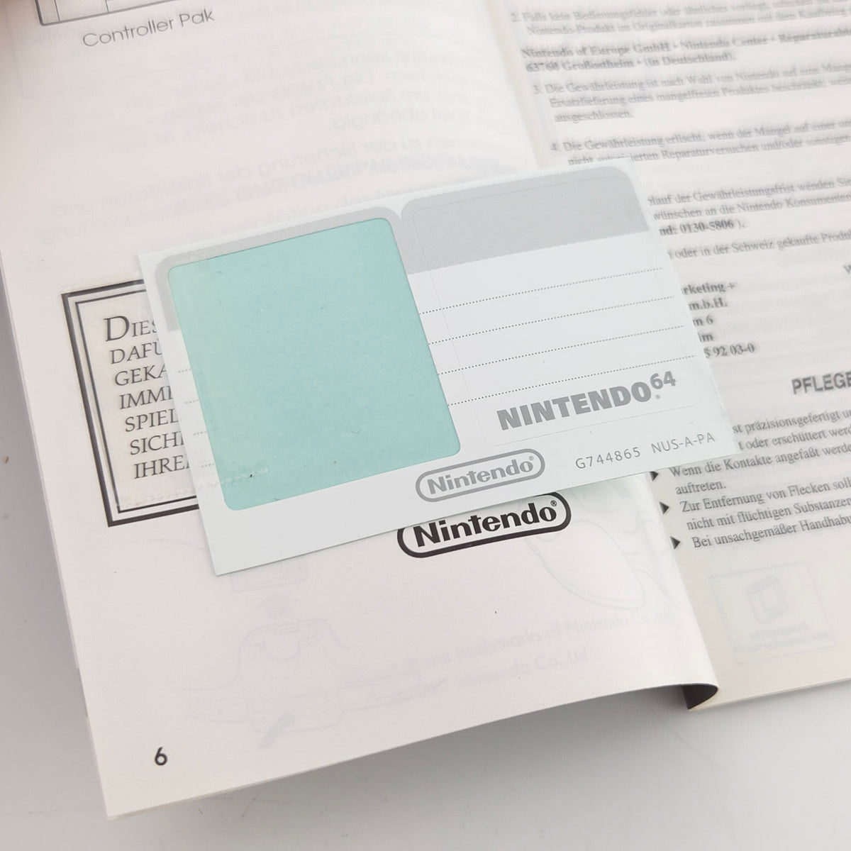 Nintendo 64 Original Controller Pak Speicherkarte Zubehör