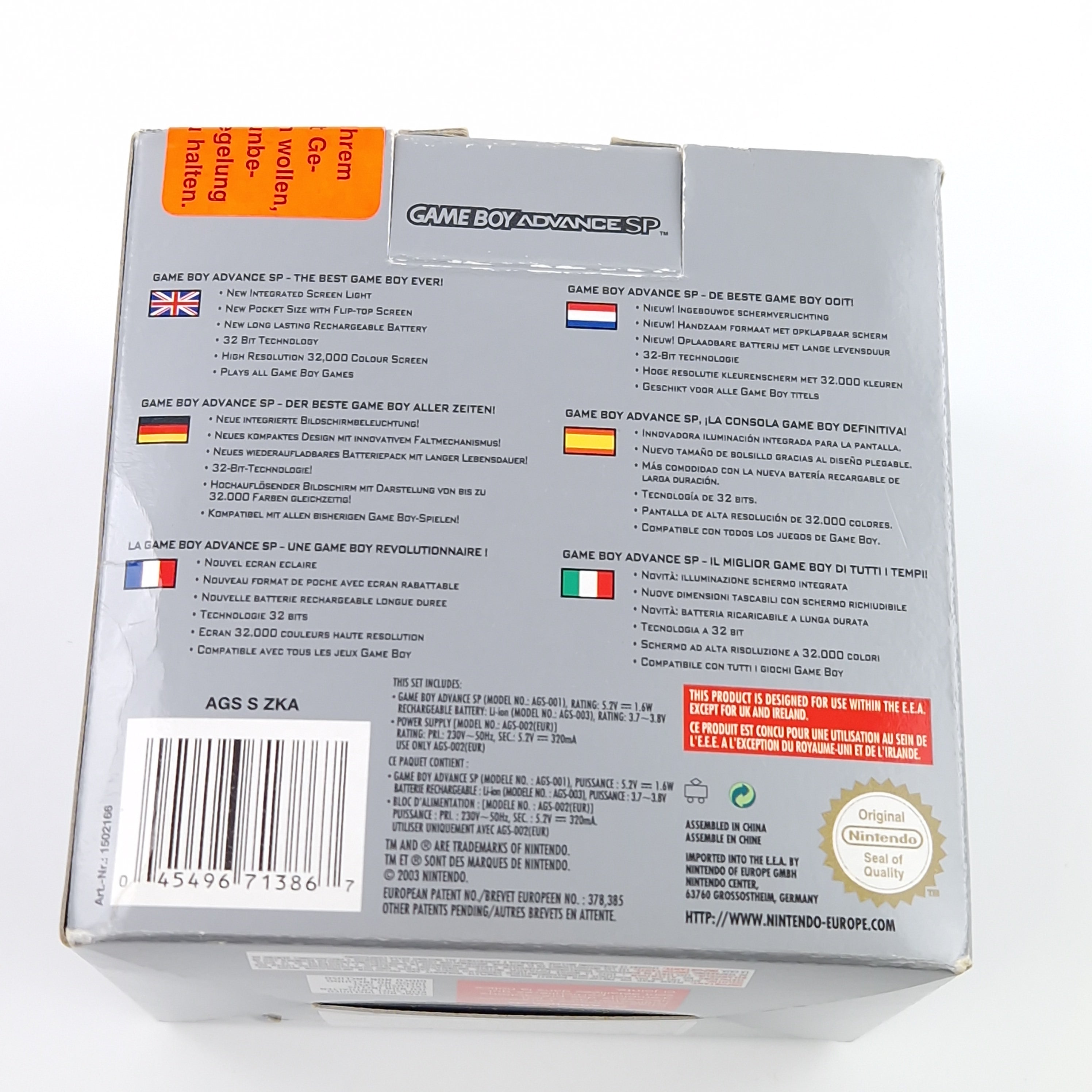 Game Boy Advance Konsole – Advance SP Schwarz OVP PAL