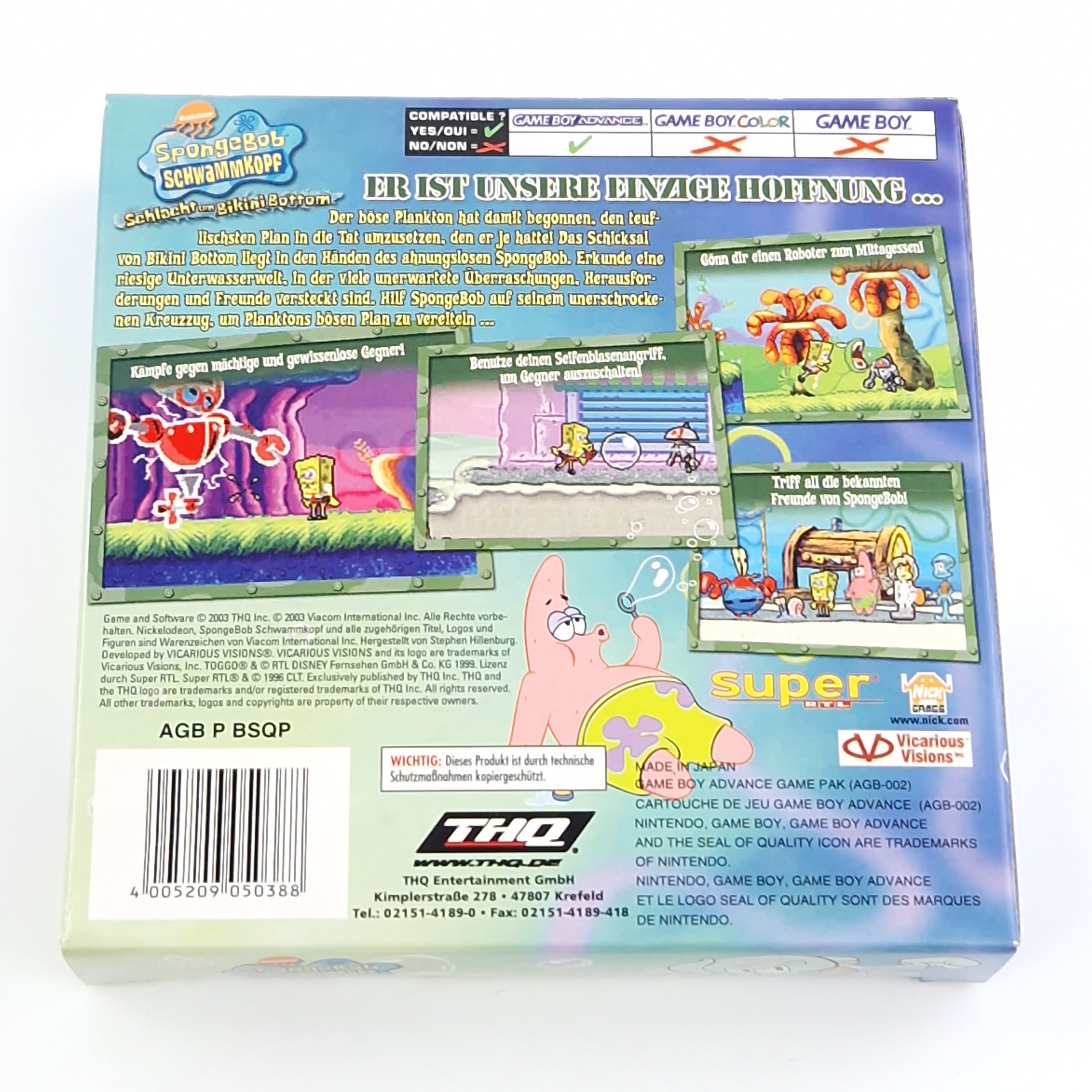 Game Boy Advance Spiel – Spongebob Schwammkopf OVP