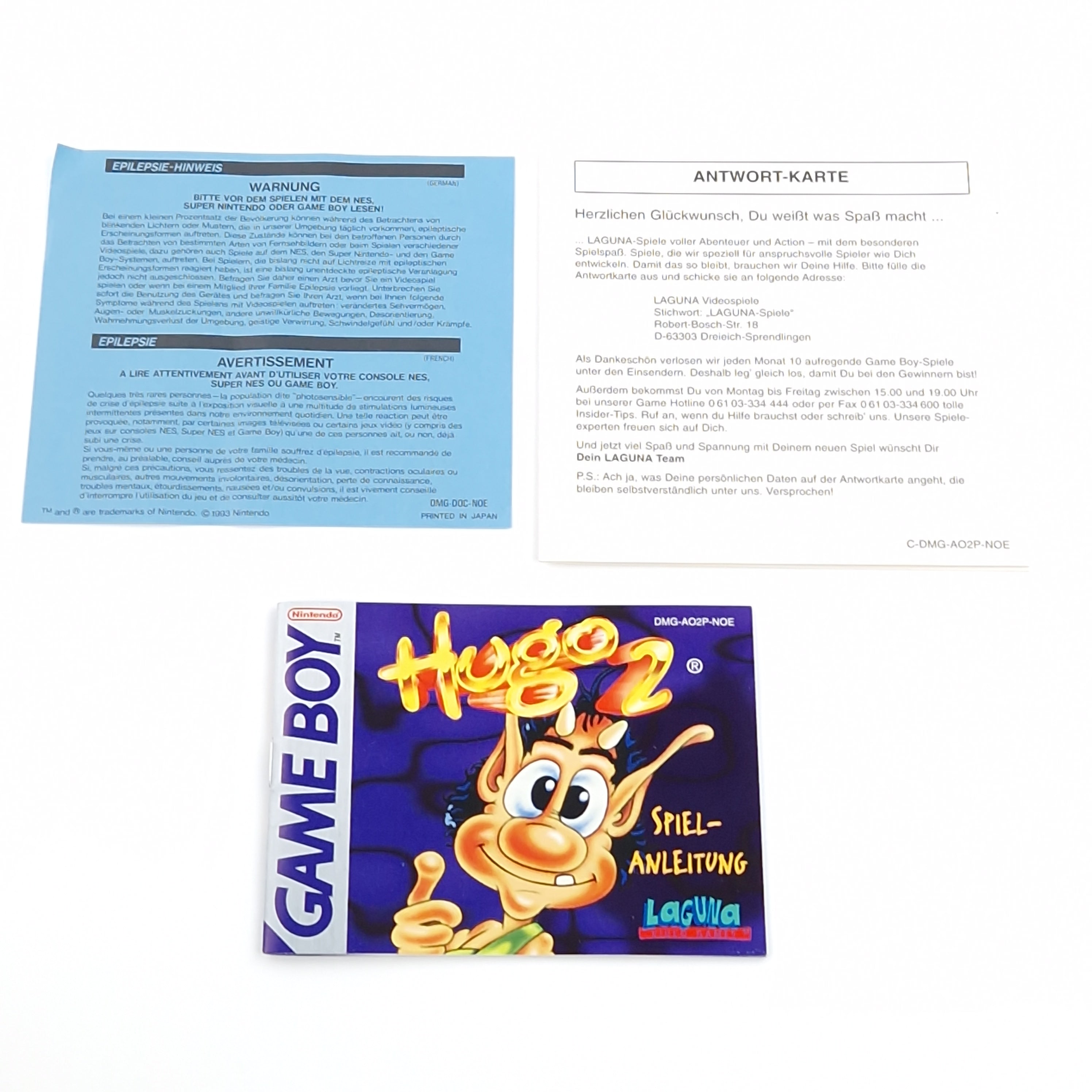 Nintendo Game Boy Spiel – Hugo 2 Modul Anleitung OVP PAL