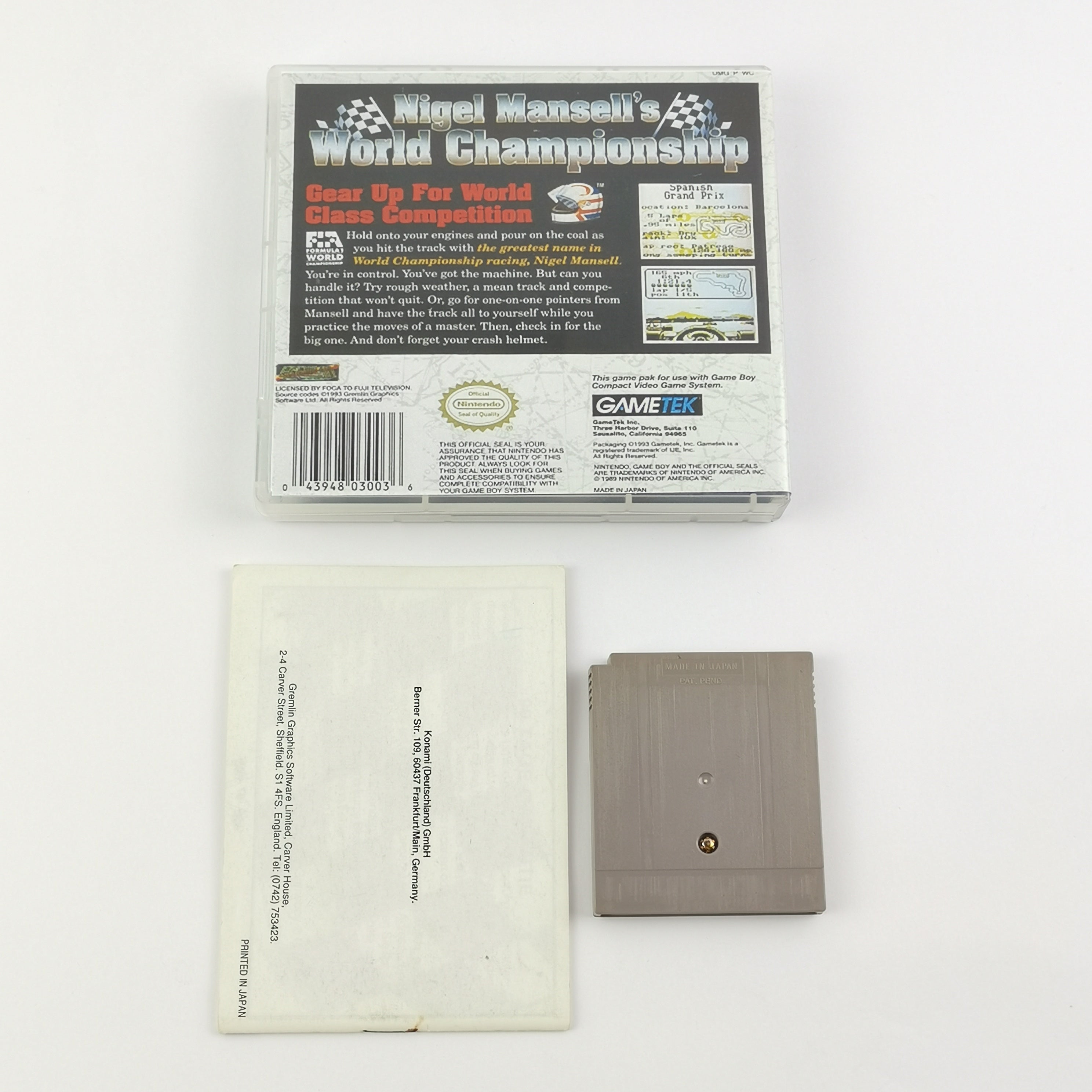 Nintendo Game Boy Classic Spiel: Nigel Mansells World Championship - Modul PAL