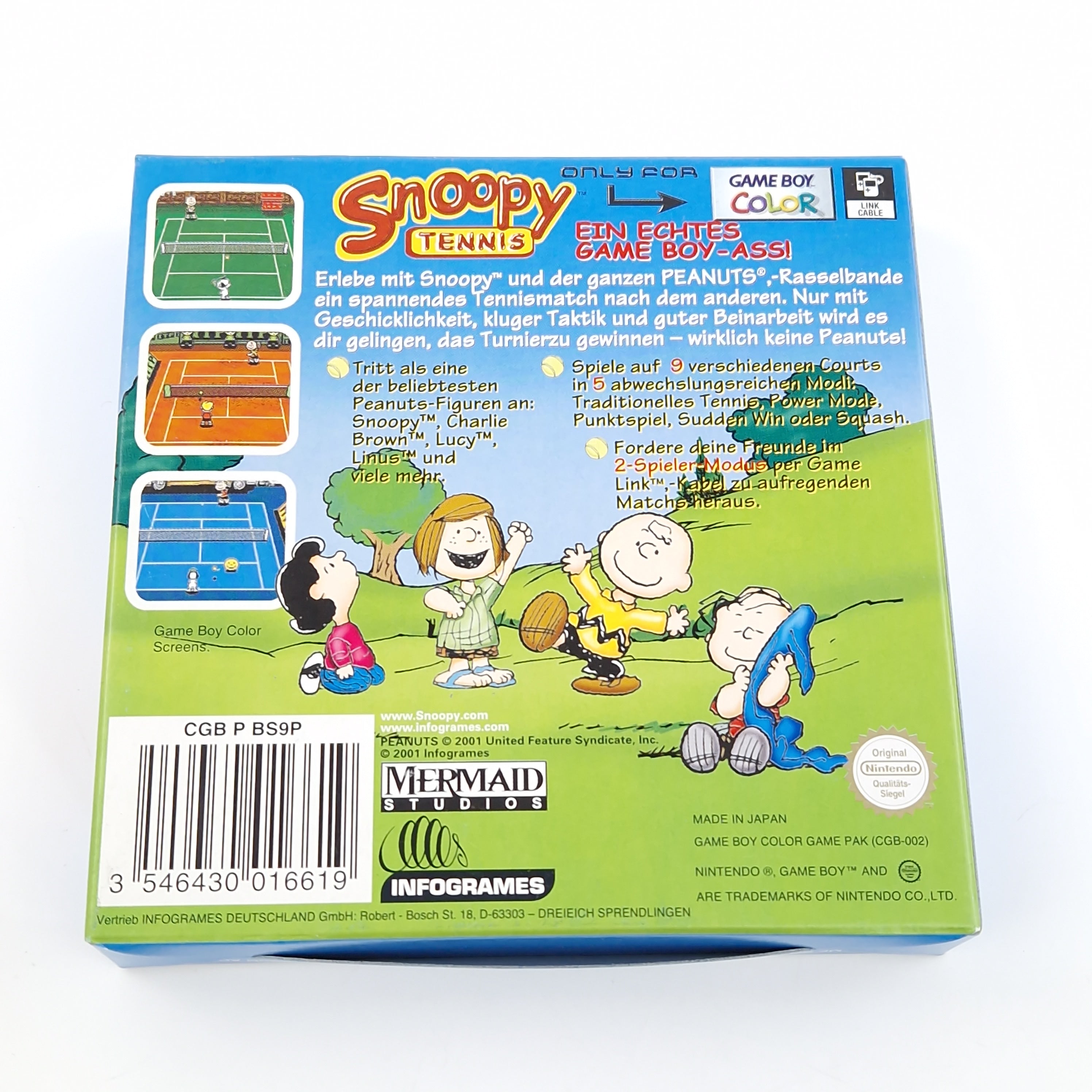 Game Boy Color Spiel – Snoopy Tennis (OVP PAL Anleitung)