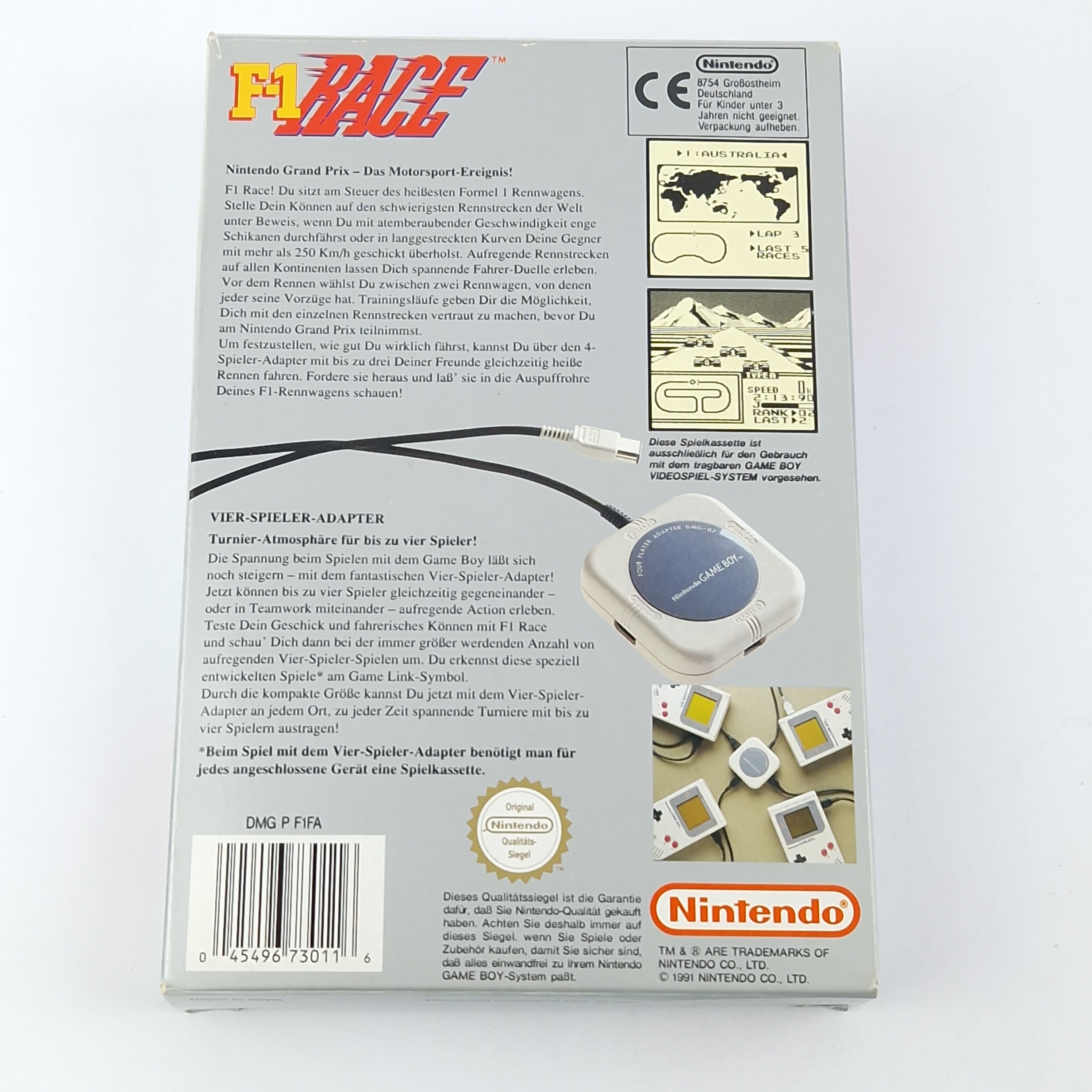 Nintendo Game Boy Spiel – F-1 Race mit 4 Spieler Adapter OVP