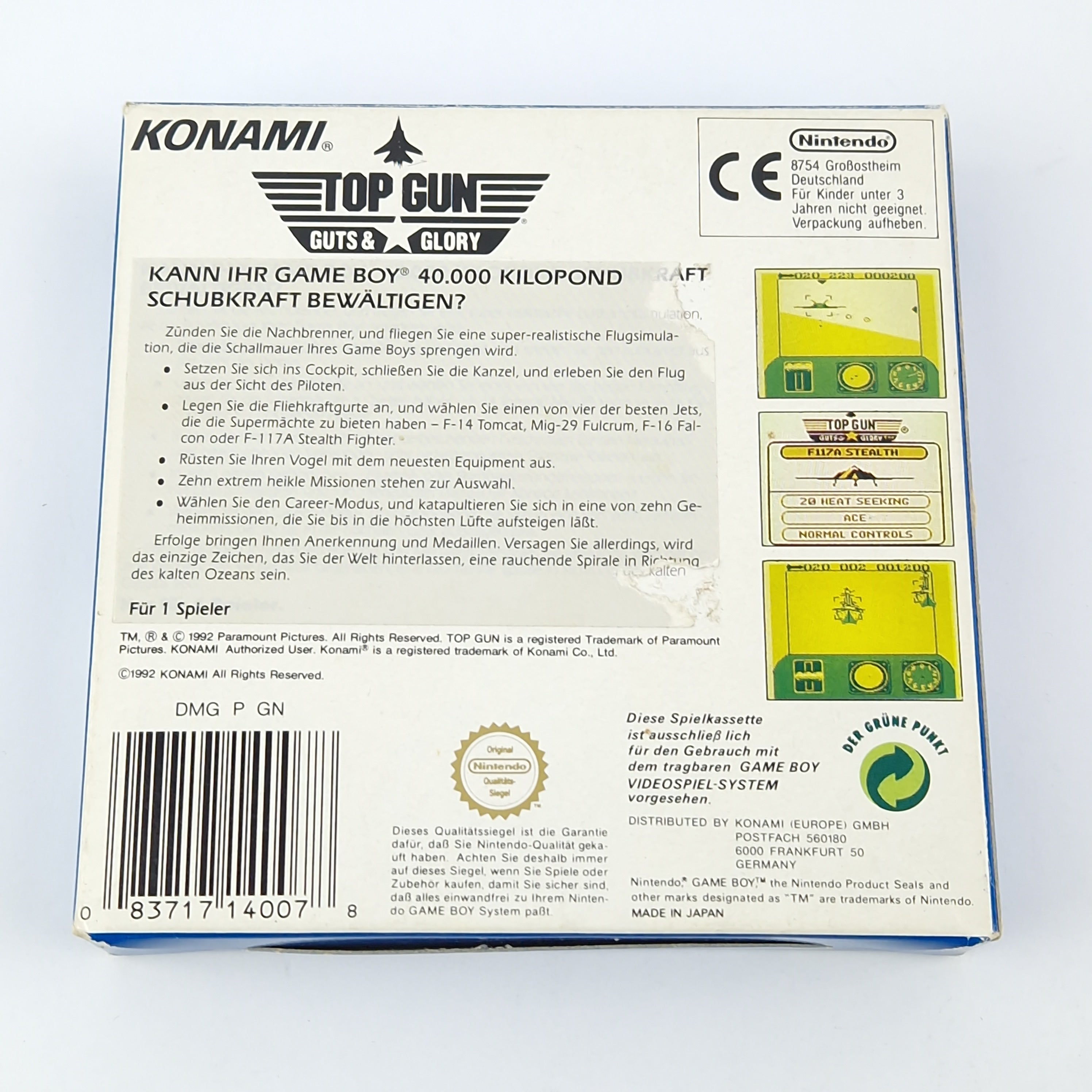 Game Boy Spiel – Top Gun Guts & Glory OVP CIB