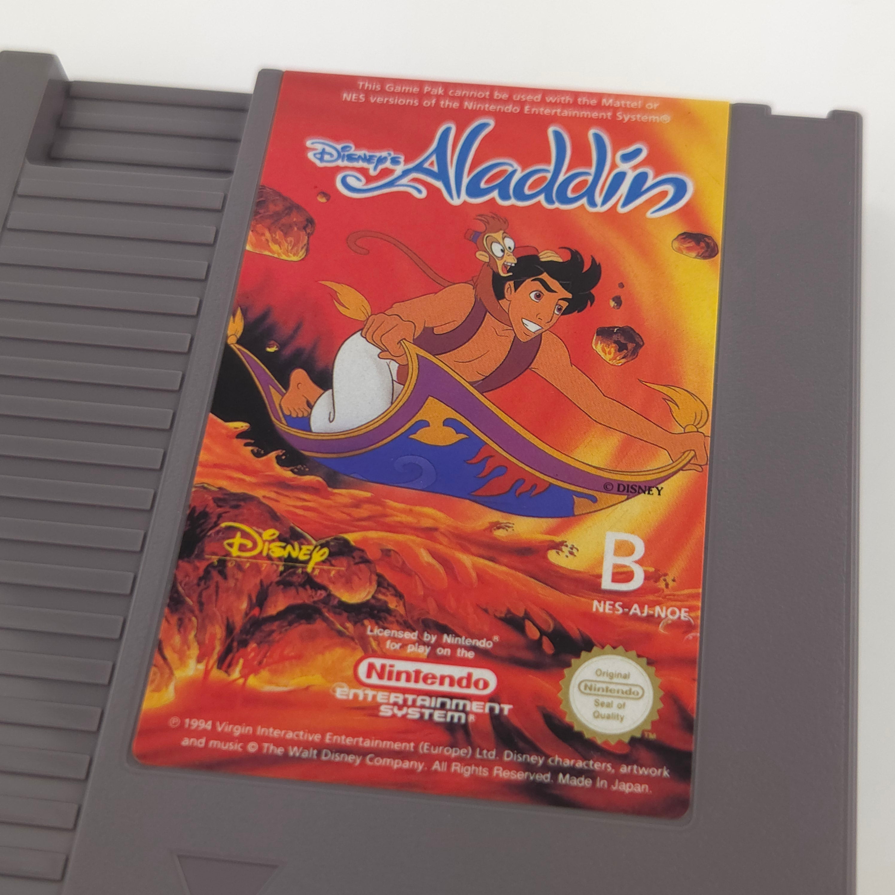 Nintendo NES Spiel Disneys Aladdin Modul Schuber PAL NOE