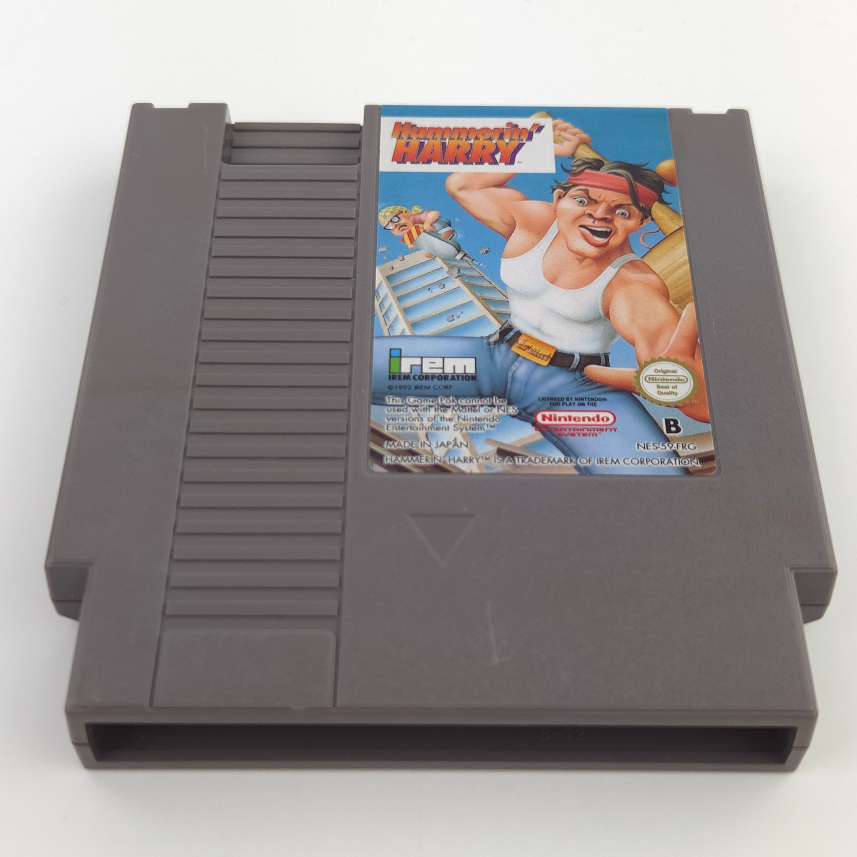 Nintendo NES Spiel Hammerin Harry Modul Schutzhülle PAL