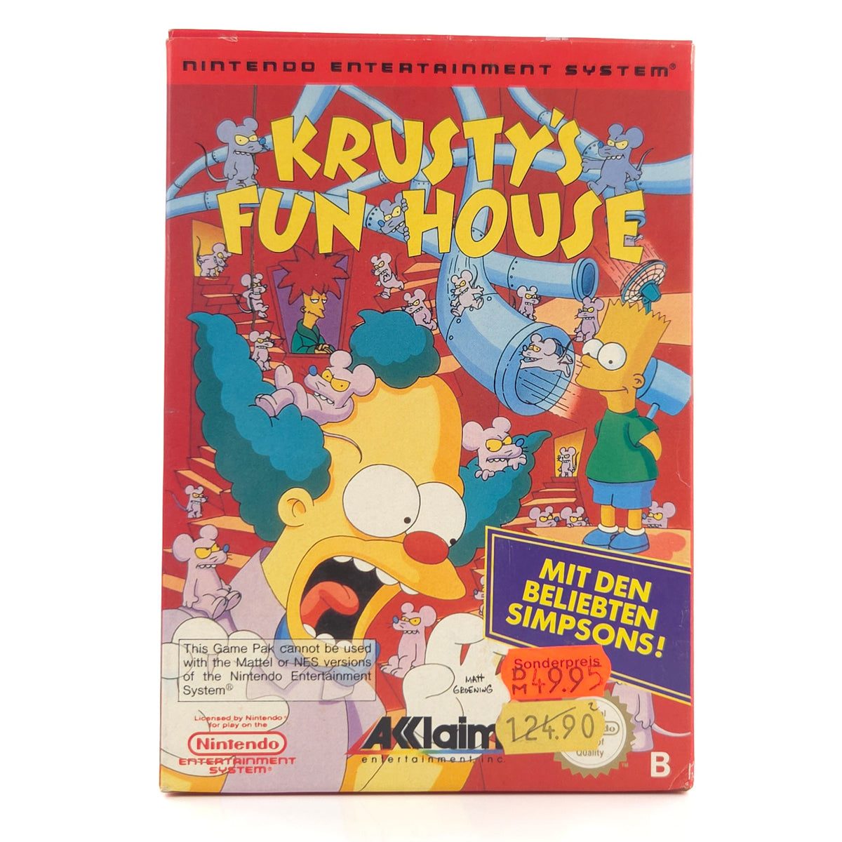 Nintendo NES Spiel Krustys Fun House OVP CIB nahezu neuwertig