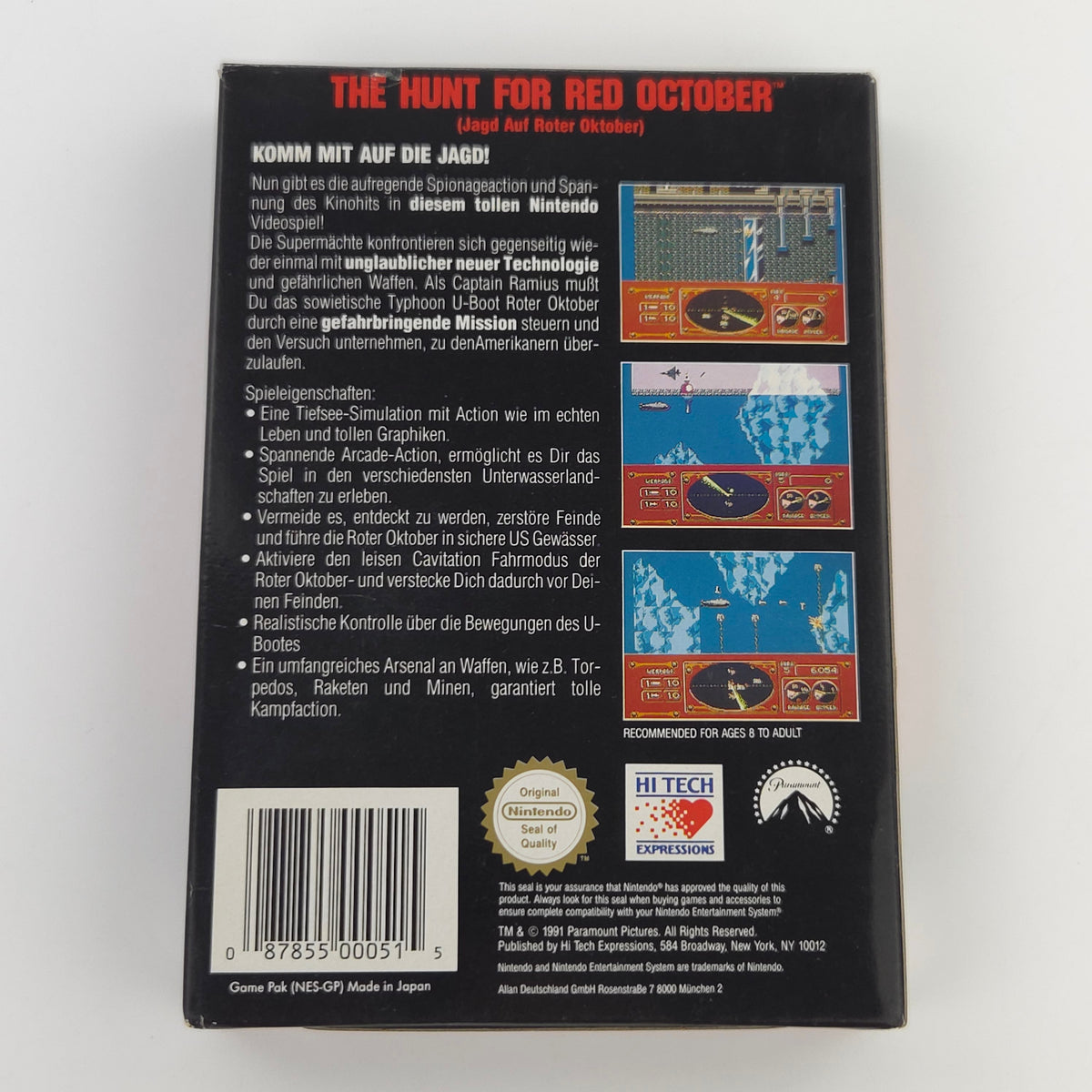 Nintendo NES Spiel Hunt for Red October nahezu neuwertig