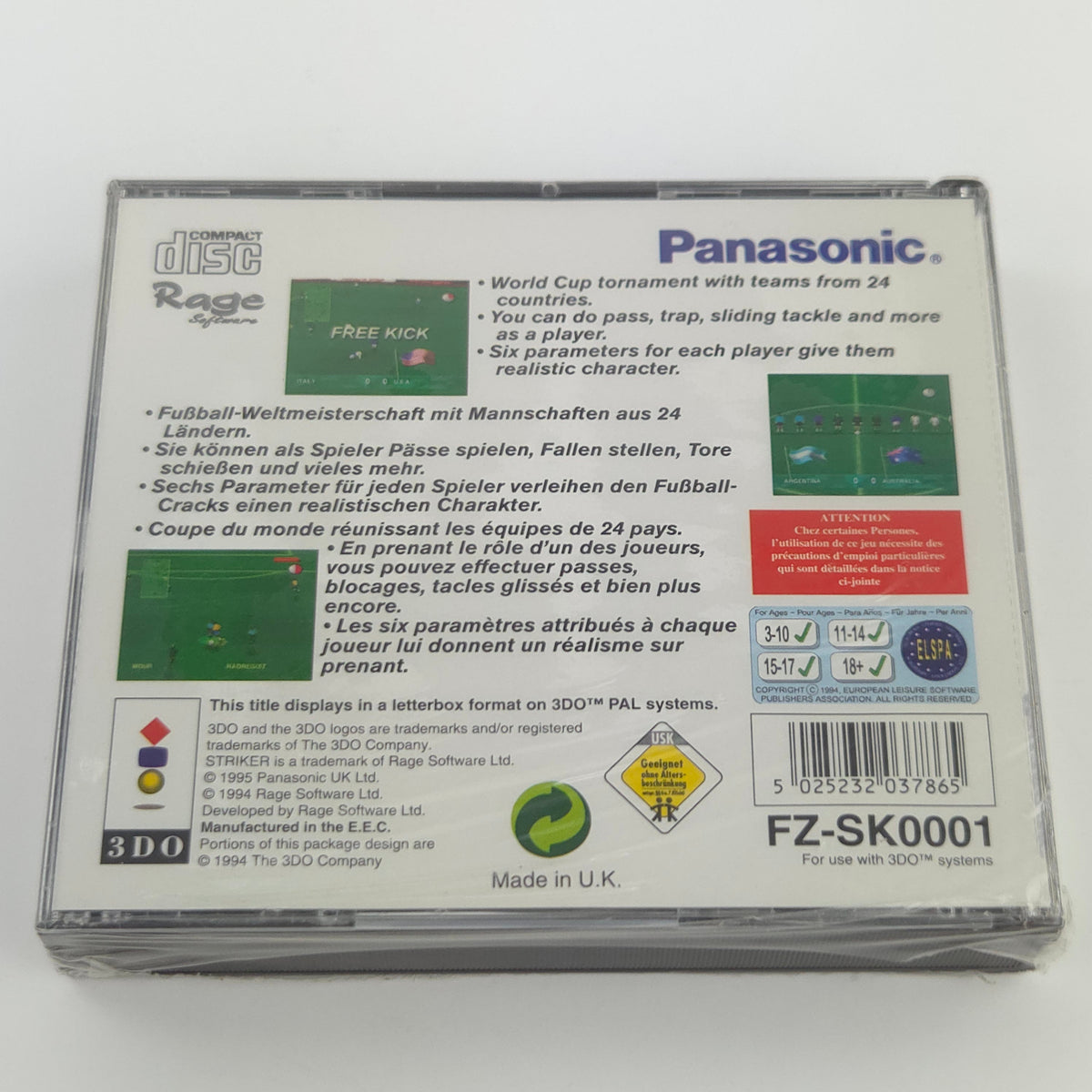 Panasonic 3DO Spiel Striker World Cup OVP Neu