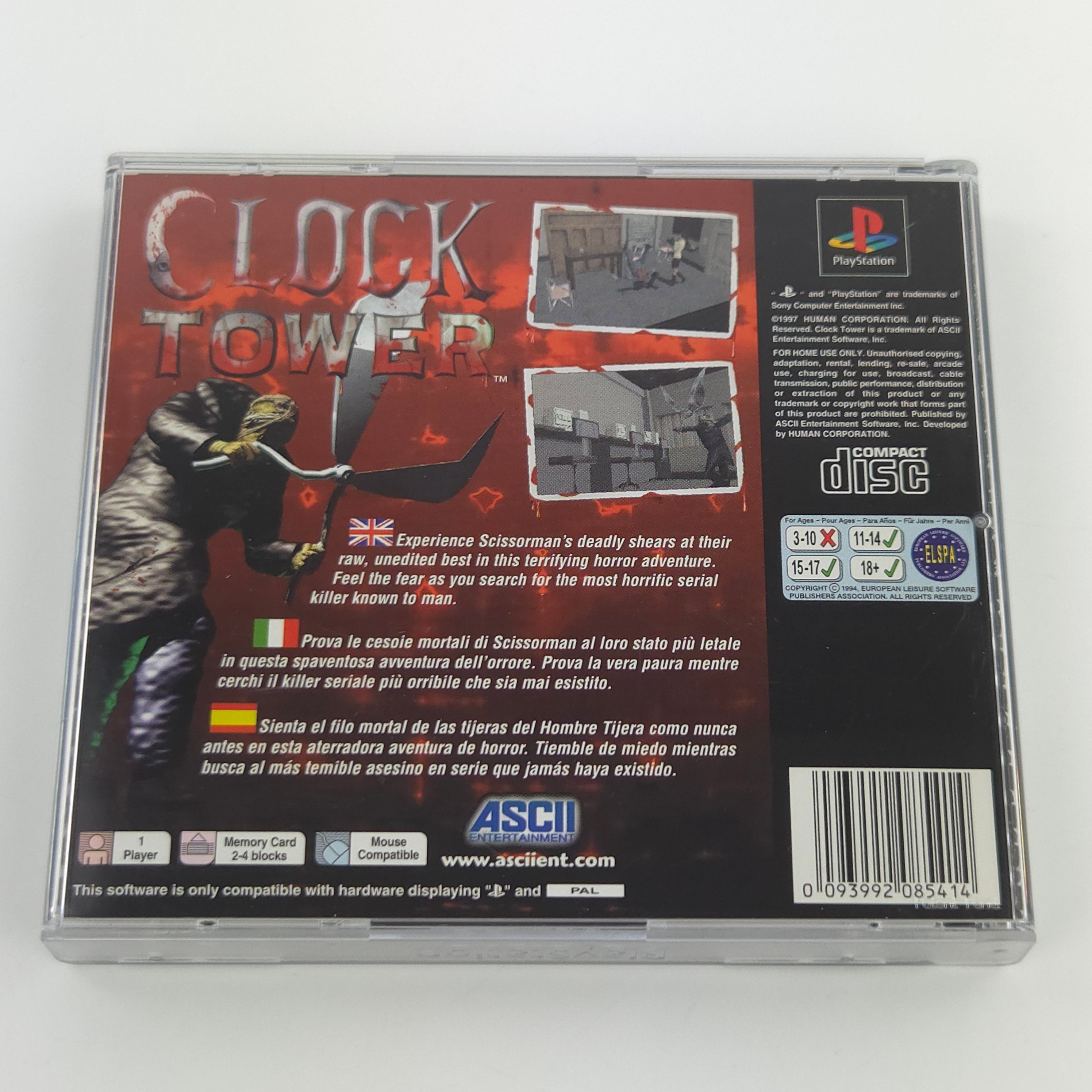 Playstation 1 Spiel – Clock Tower OVP Anleitung UK Version