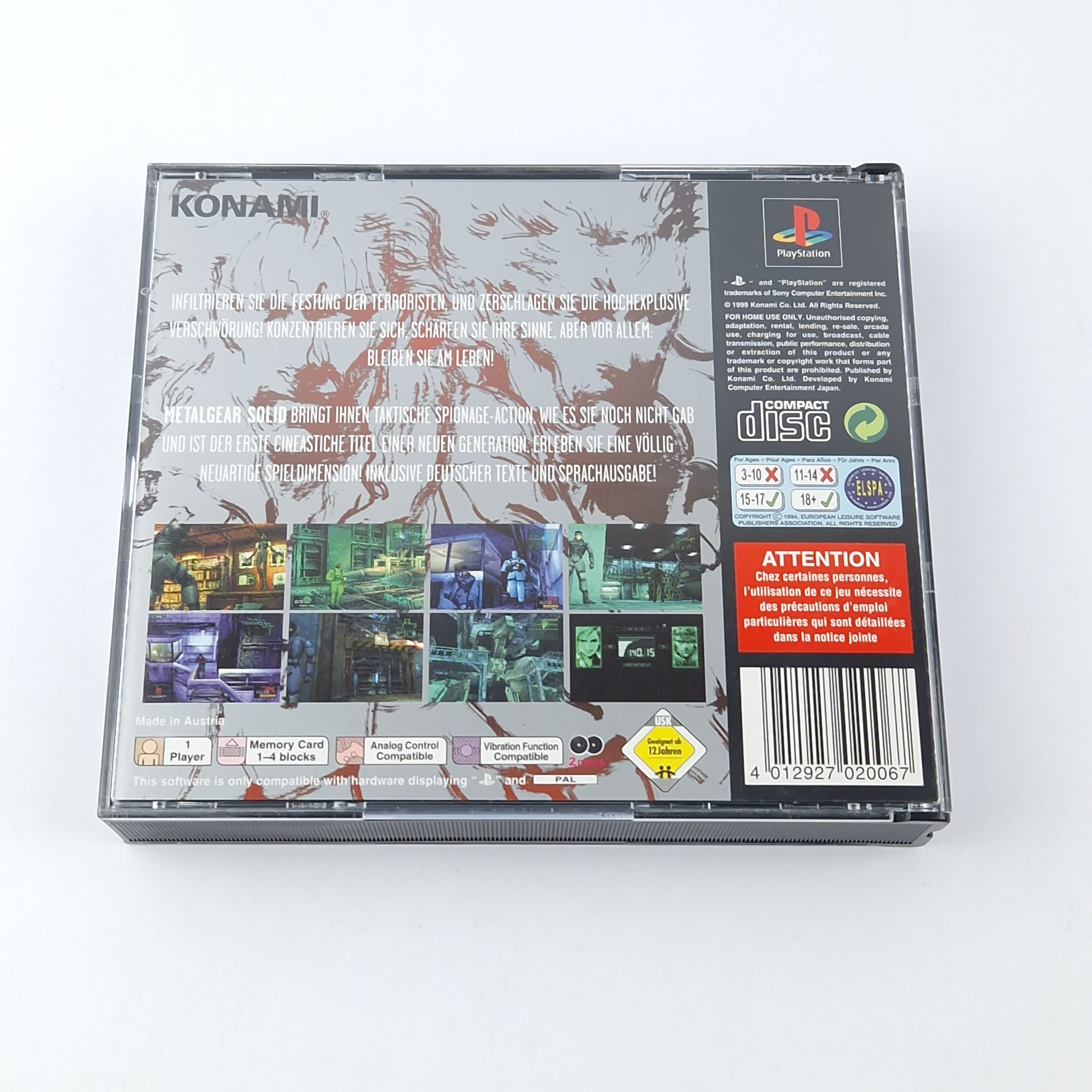 Playstation 1 Spiel – Metal Gear Solid OVP PAL PS1