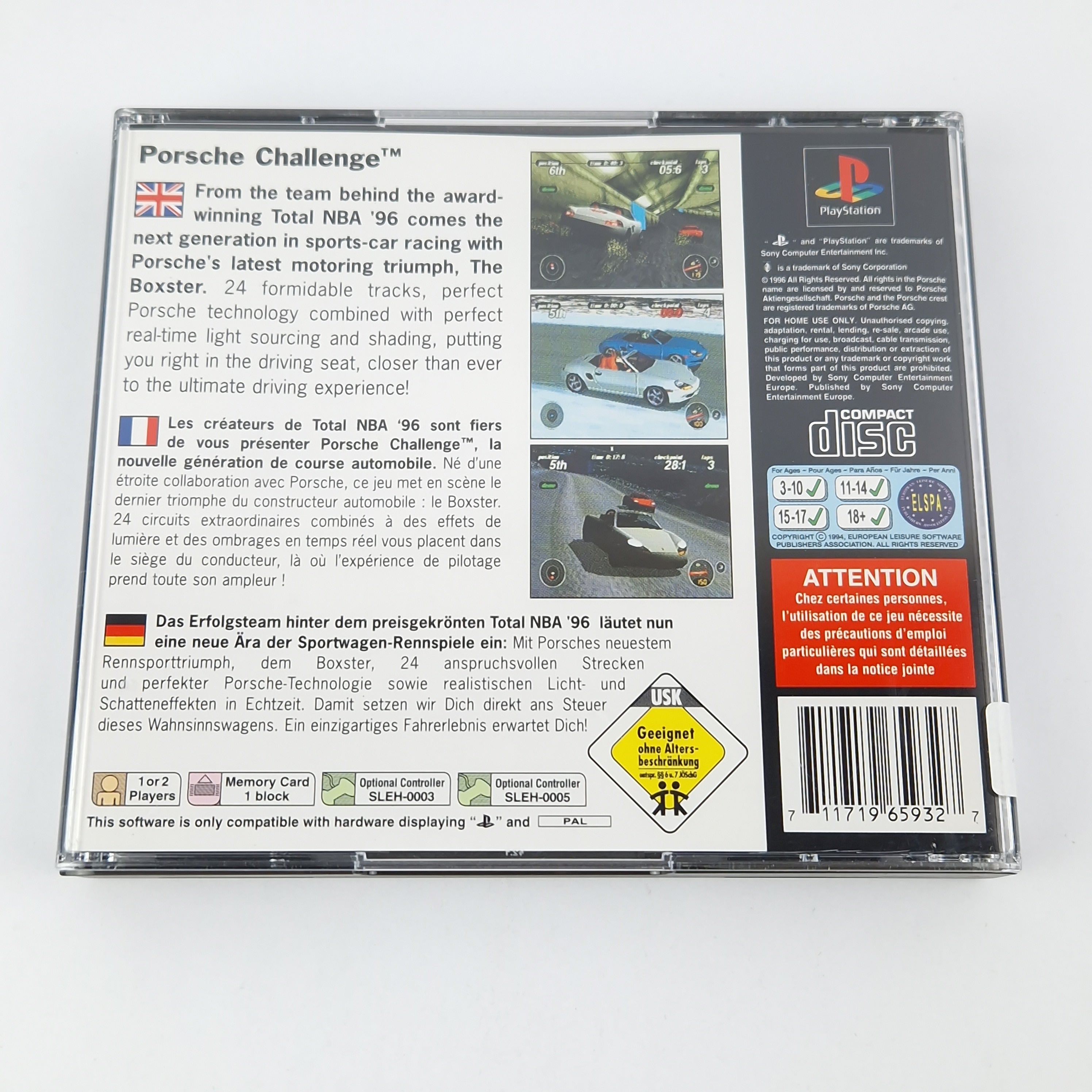 Playstation 1 Spiel – Porsche Challenge OVP PAL