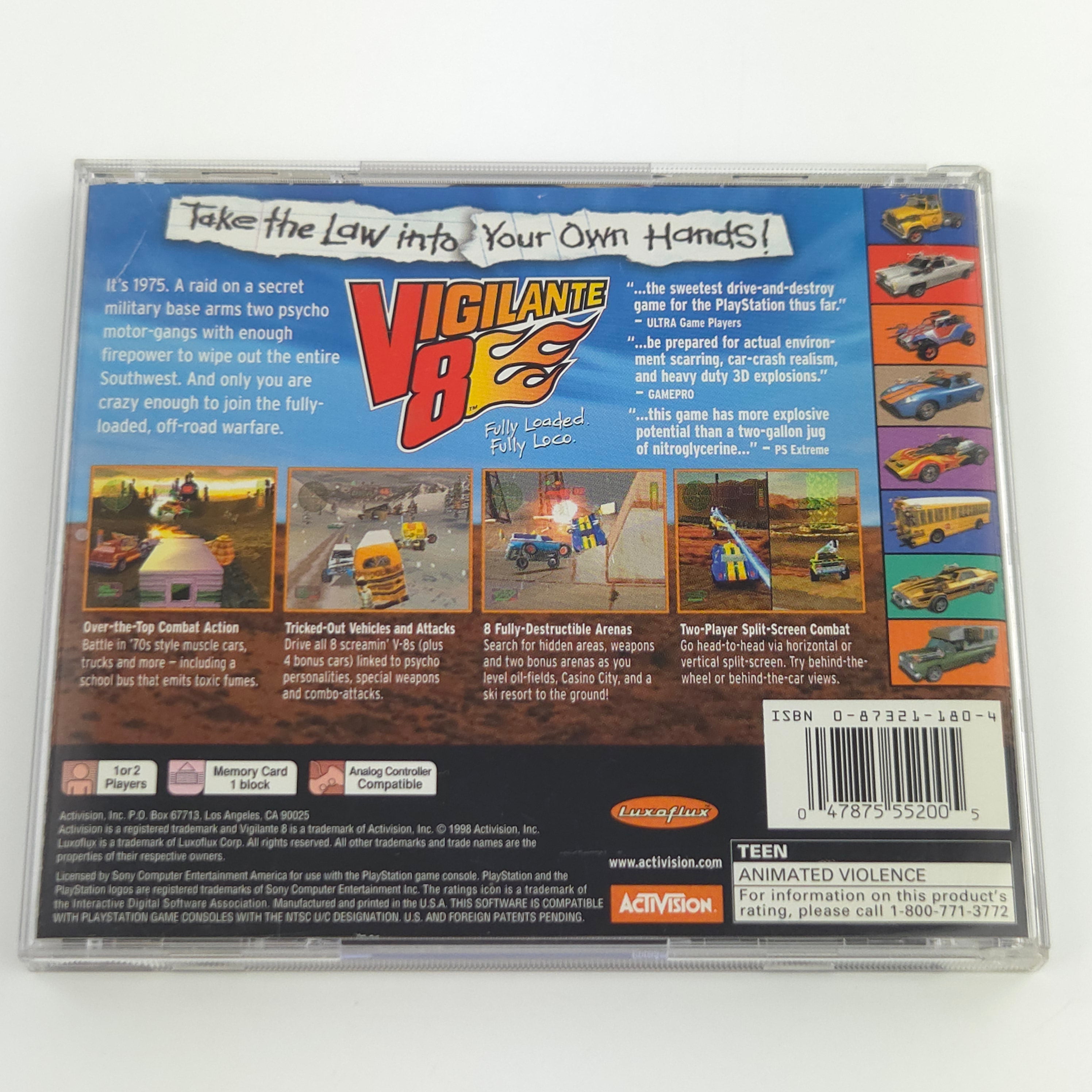 Playstation 1 Spiel – Vigilante 8 NTSC nahezu neuwertig