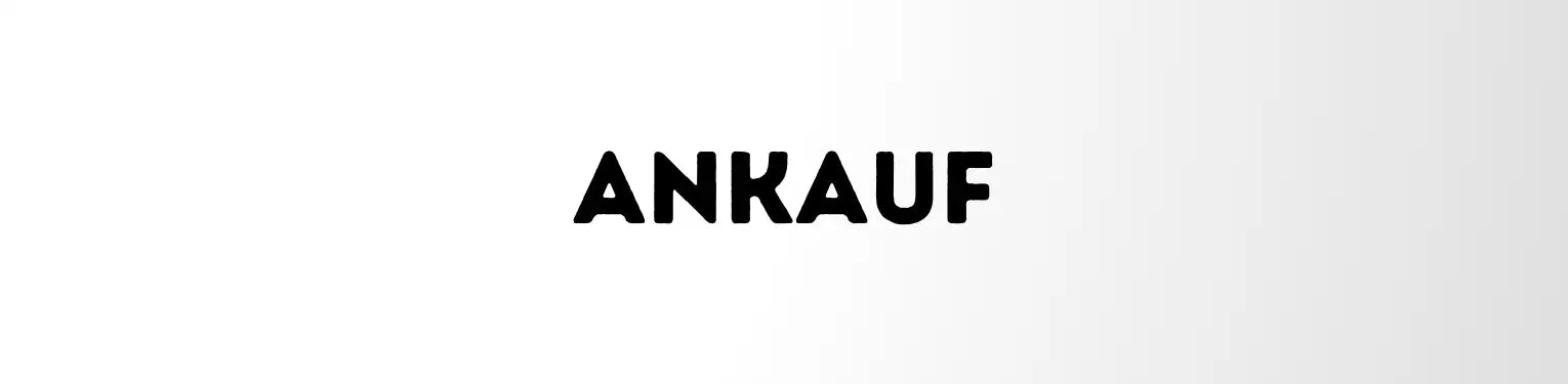 Schwarzer ’ankauf’-Text in fetter, serifenloser Schrift zentriert auf einem einfachen weißen Hintergrund.