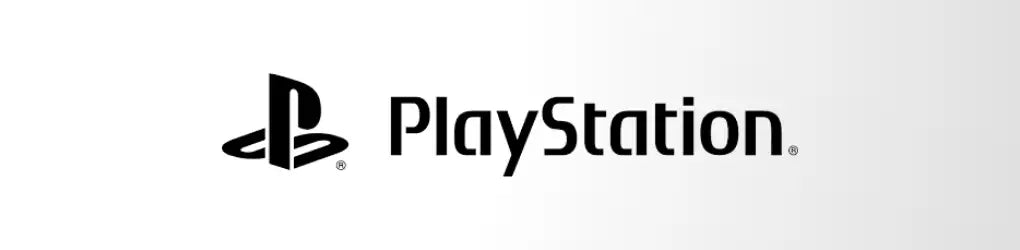 Schwarzes PlayStation-Logo mit stilisiertem ’p’-Emblem und Markennamen in fetter Sans-Serif-Schrift.