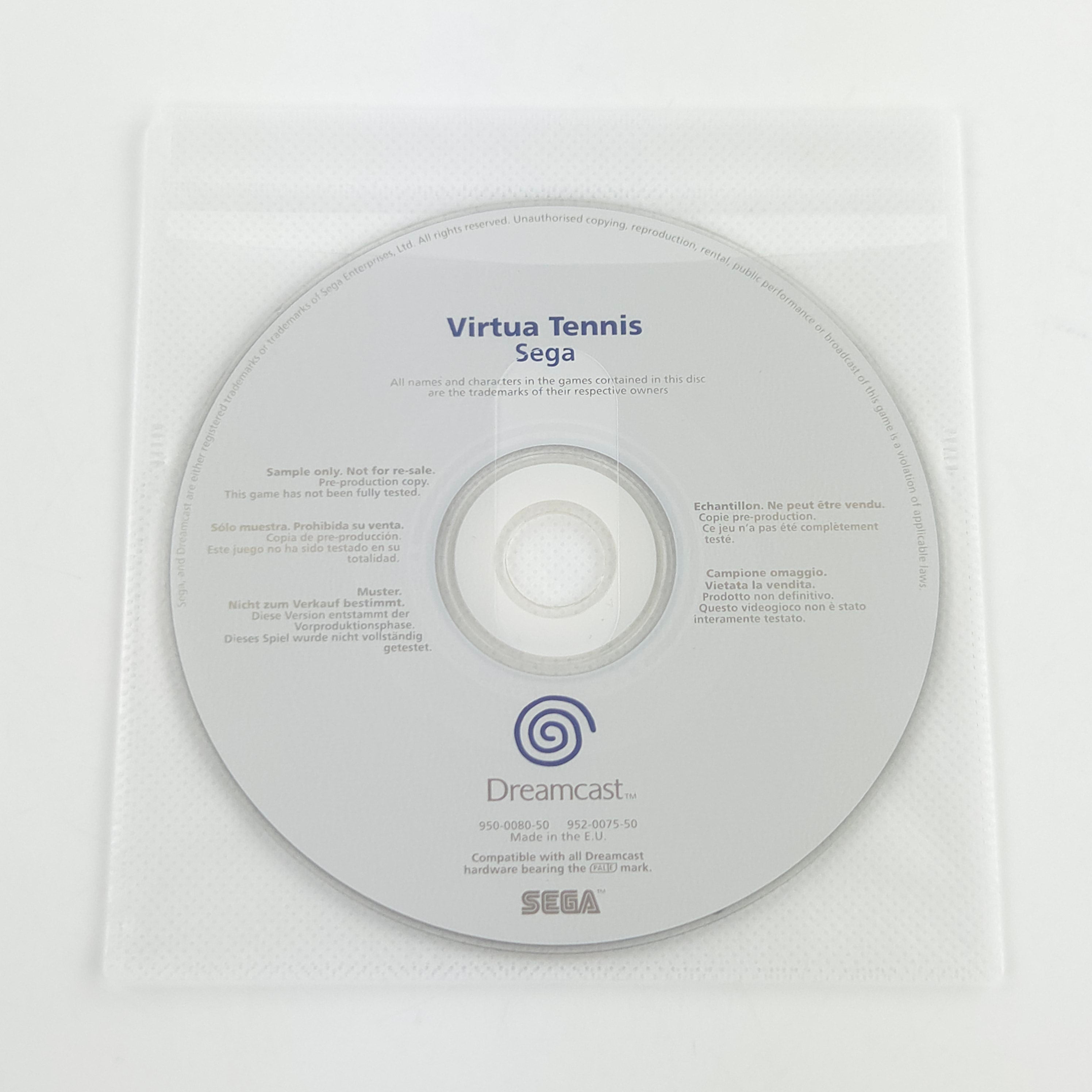 Sega Dreamcast Spiel Virtua Tennis Promo Muster Version