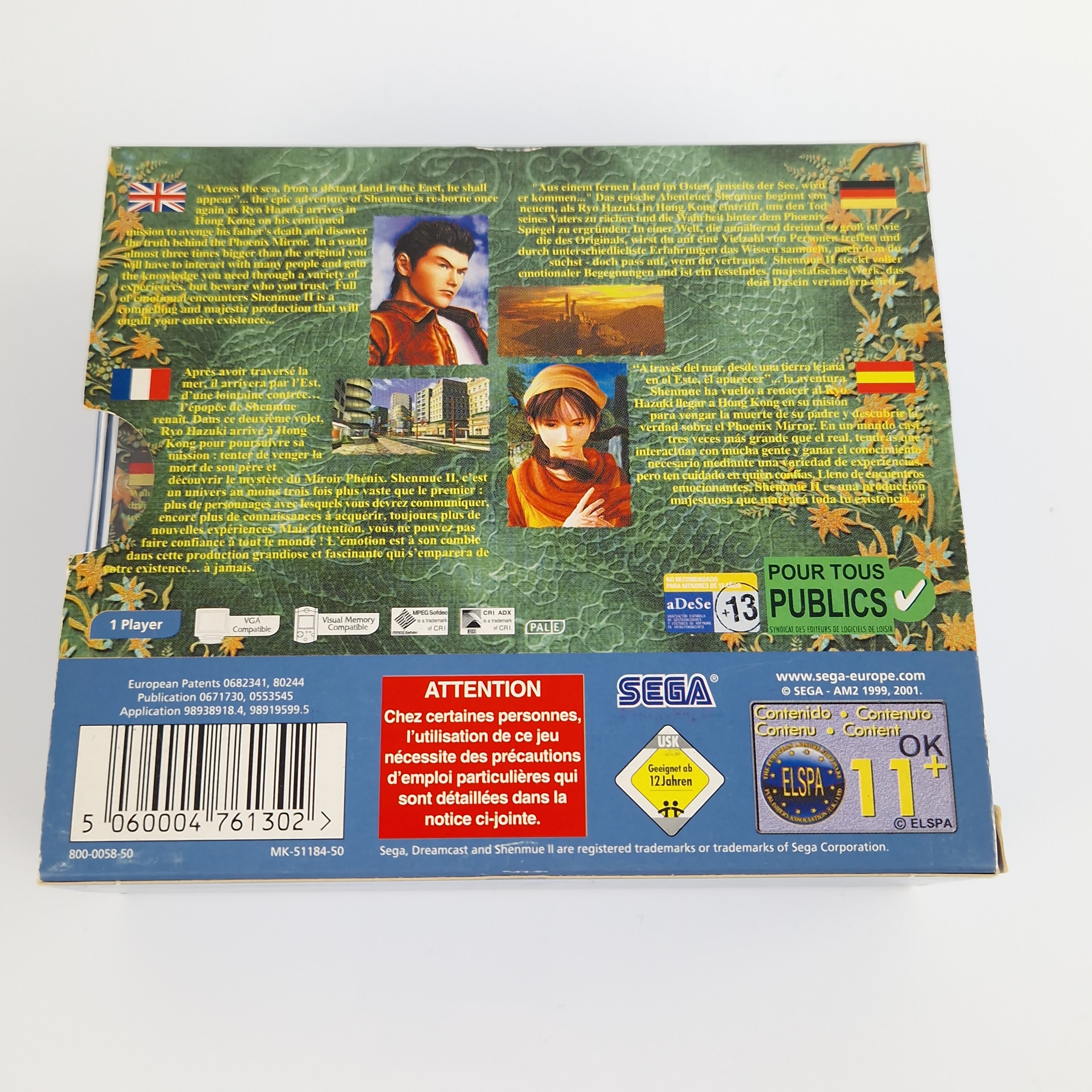 Sega Dreamcast Spiel – Shenmue II OVP PAL CIB