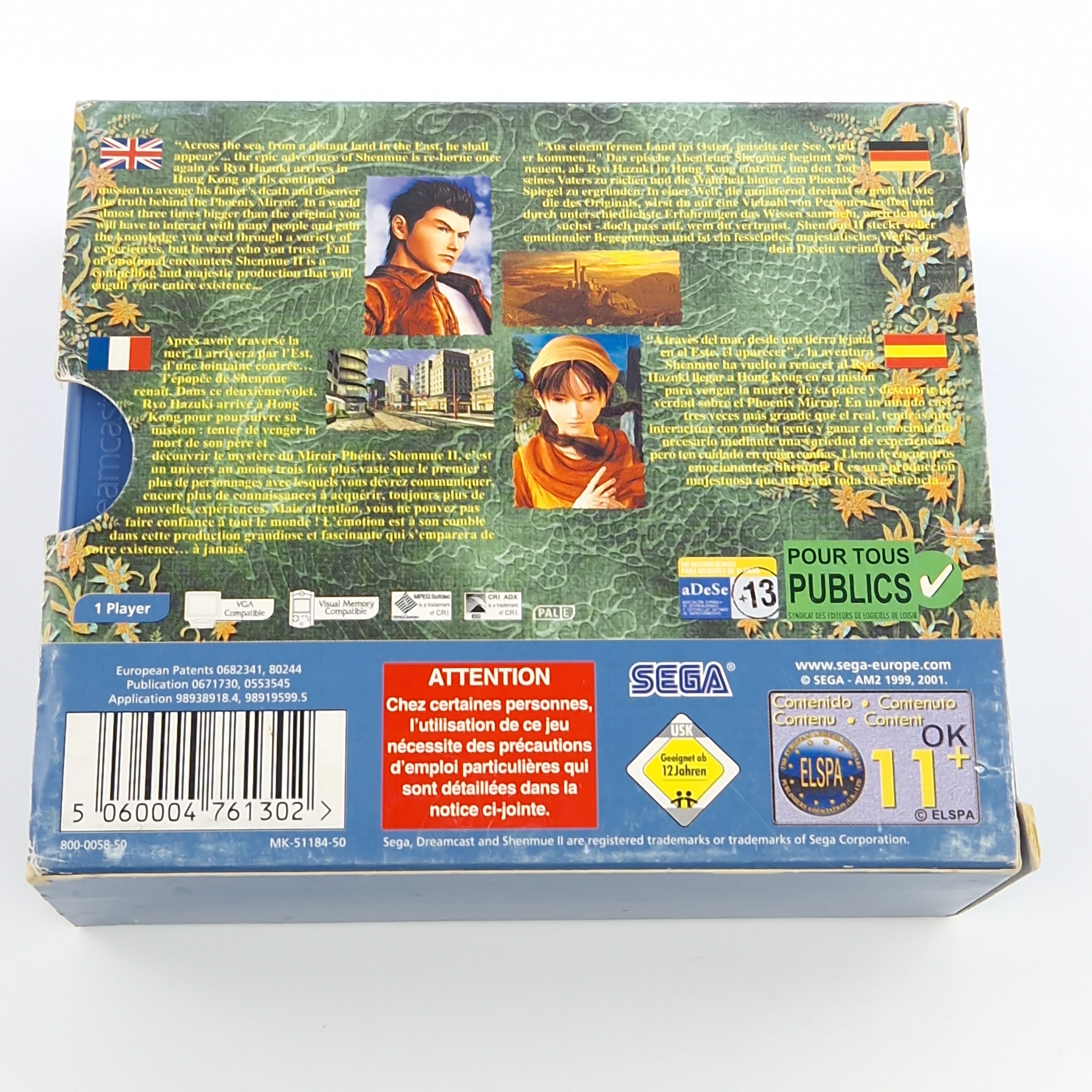 Sega Dreamcast Spiel – Shenmue II nur CD Disk 1 und 2 PAL