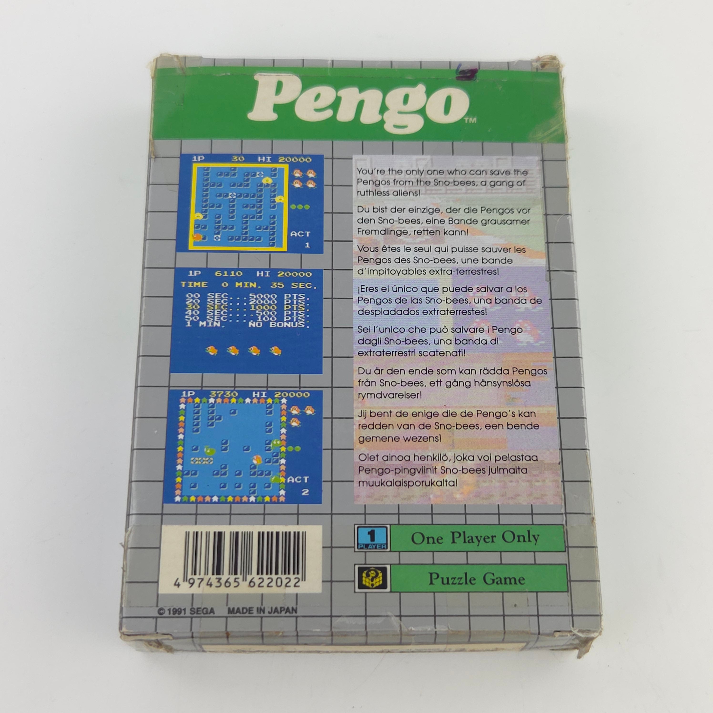 Sega Game Gear Spiel Pengo Modul Anleitung OVP PAL 1991