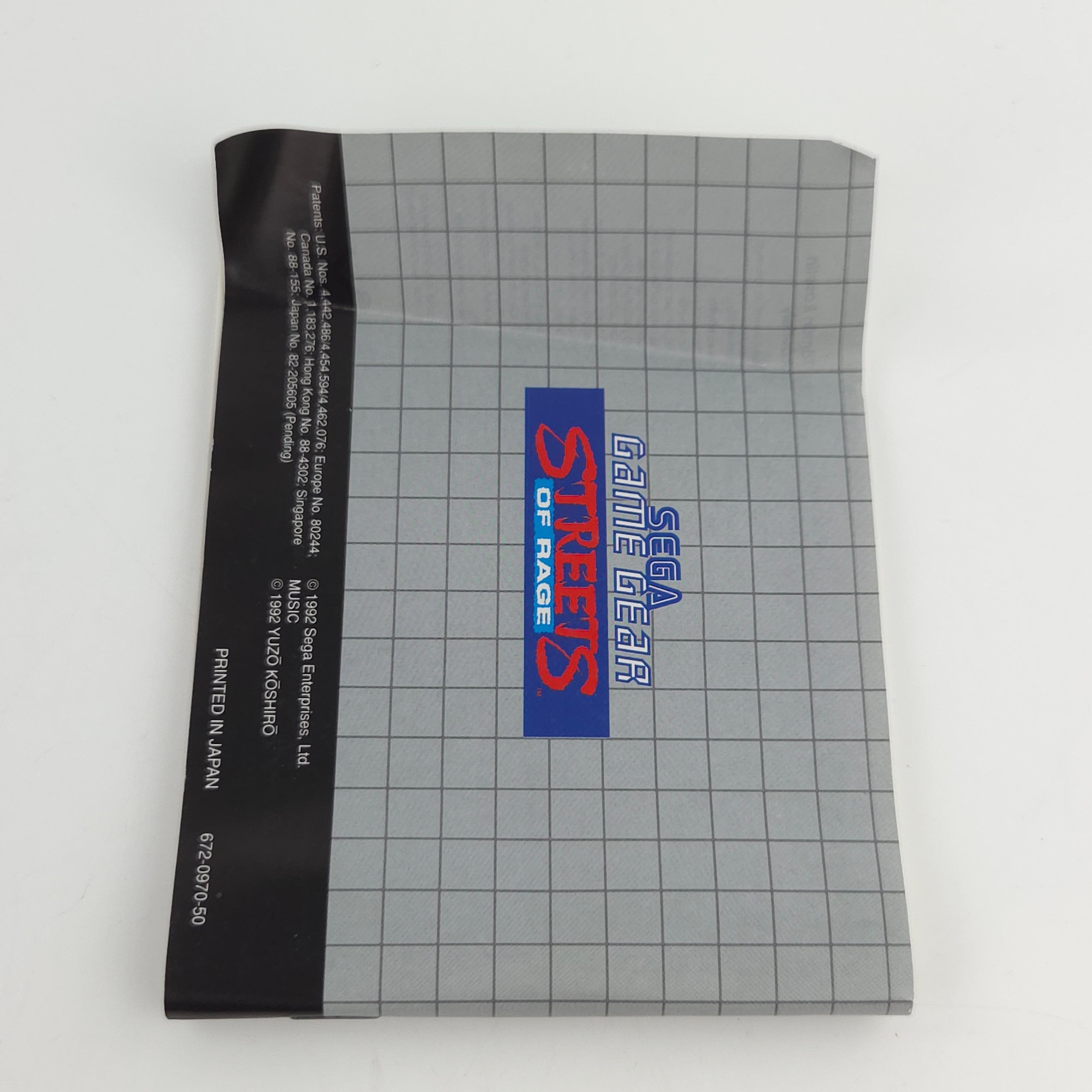 Sega Game Gear Spiel: Streets of Rage - Modul Anleitung OVP (PAL EUR 1992)