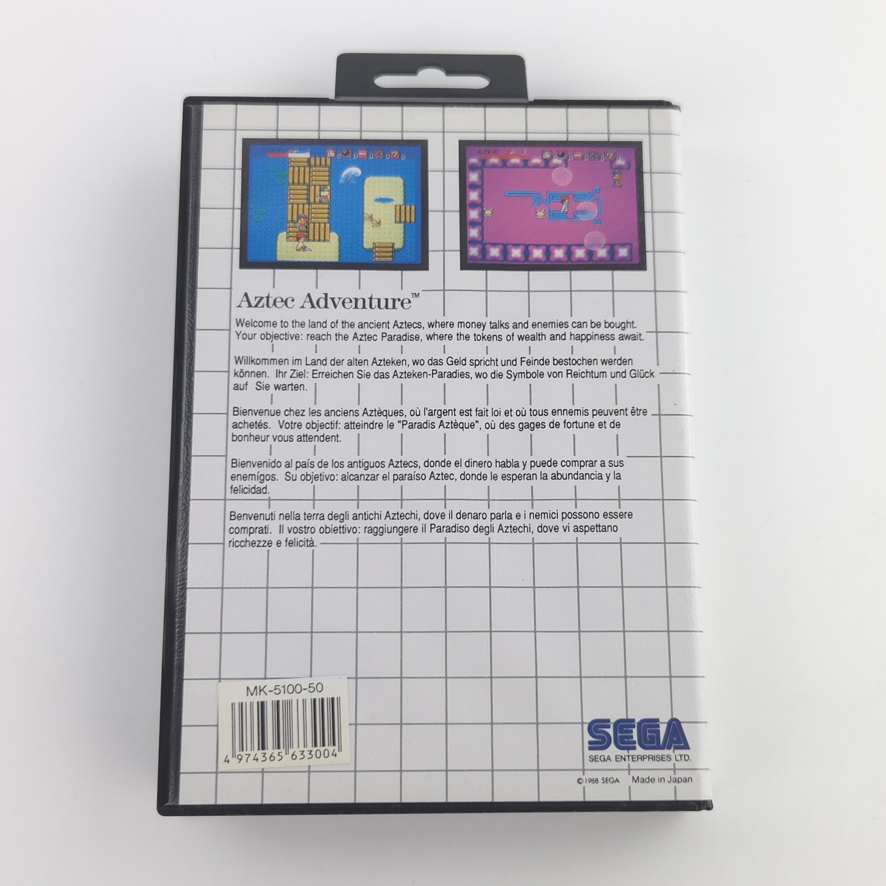 Sega Master System Spiel Aztec Adventure OVP PAL EUR