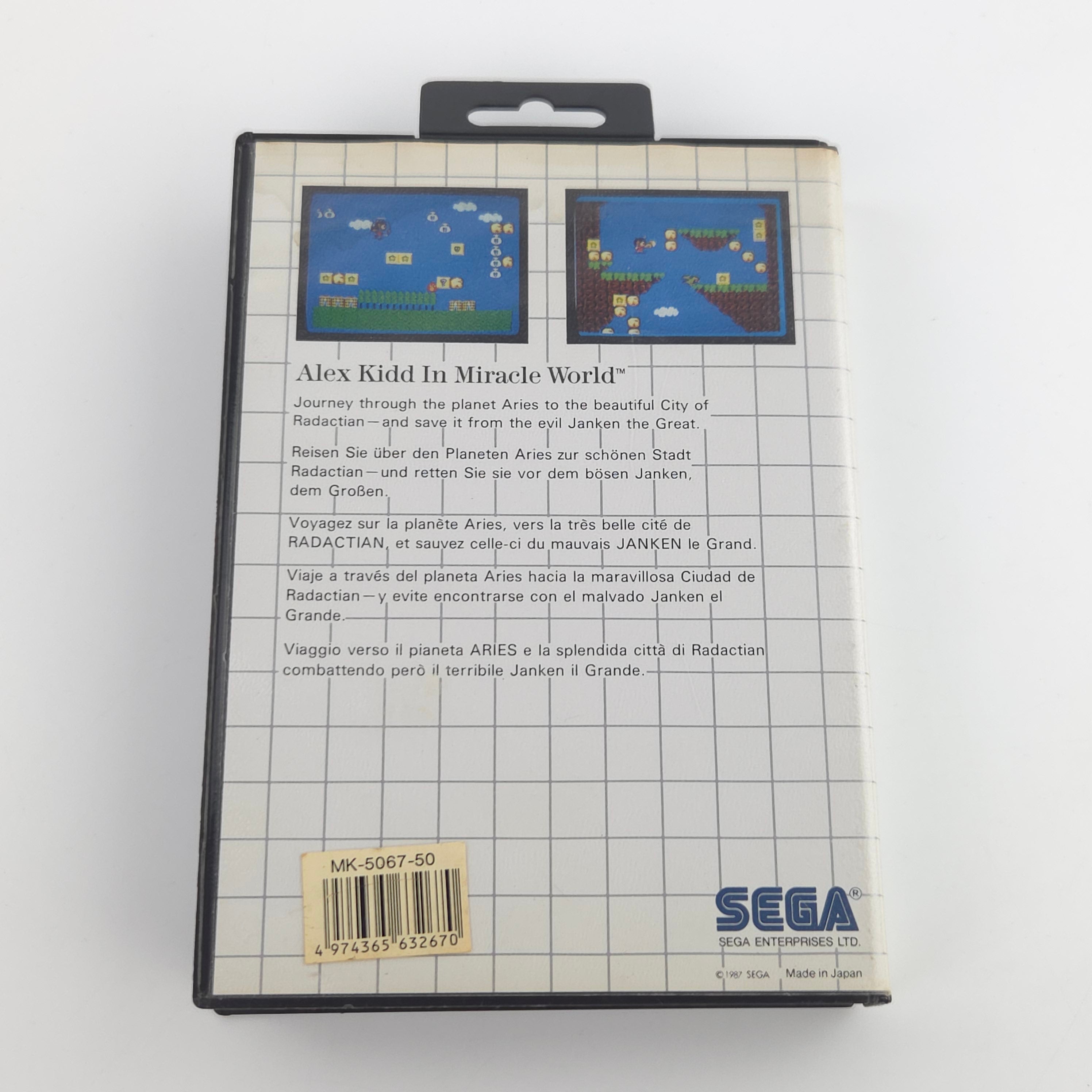 Sega Master System Spiel Alex Kidd Miracle World OVP PAL