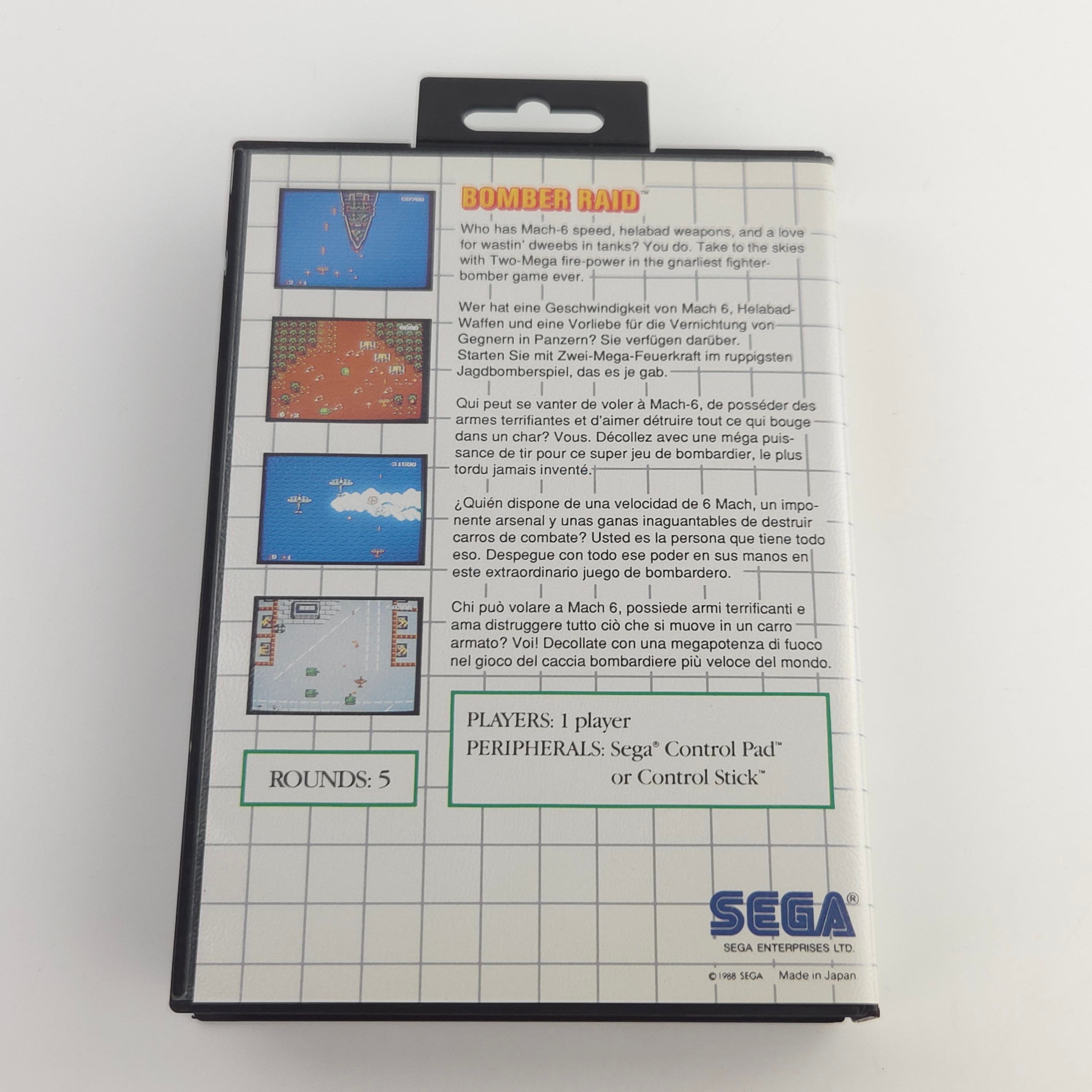 Sega Master System Spiel Bomber Raid MS Modul OVP PAL