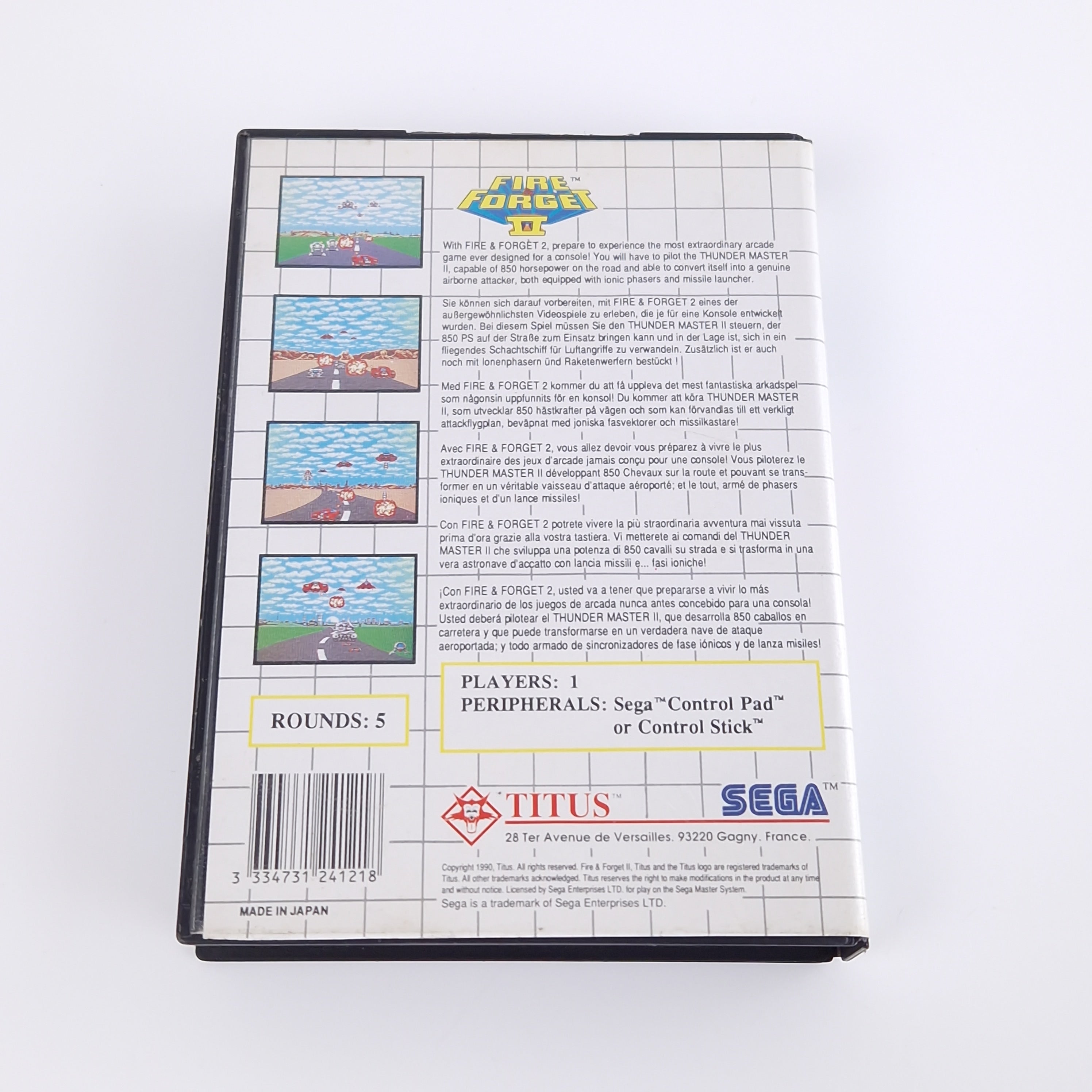 Sega Master System Spiel – Fire Forget II Modul OVP PAL