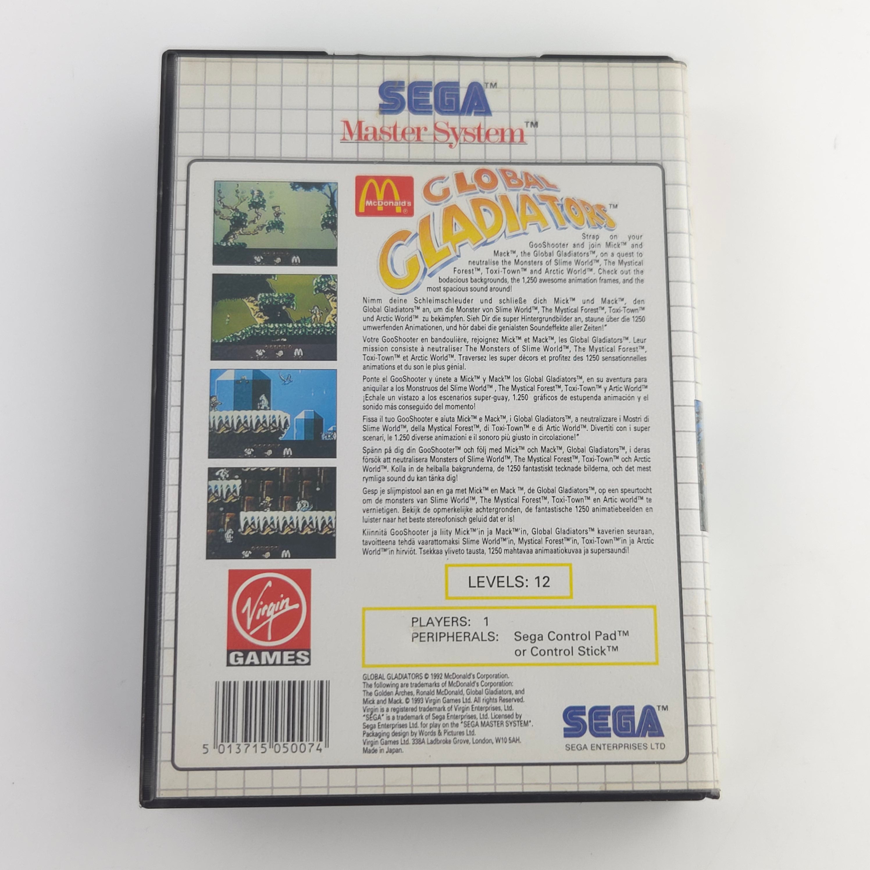 Master System Spiel Global Gladiators OVP PAL EUR Modul