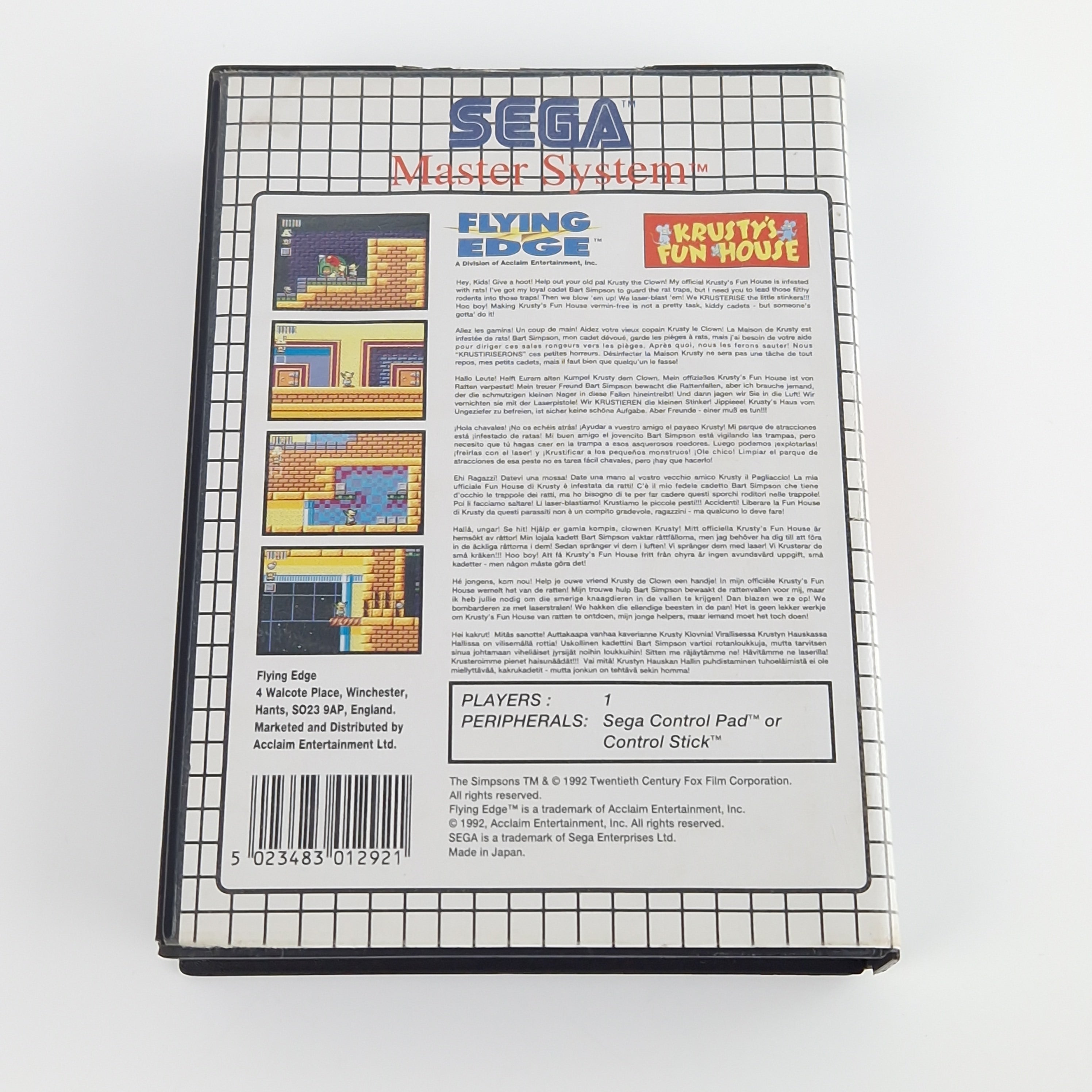 Sega Master System Spiel – Krustys Fun House OVP PAL