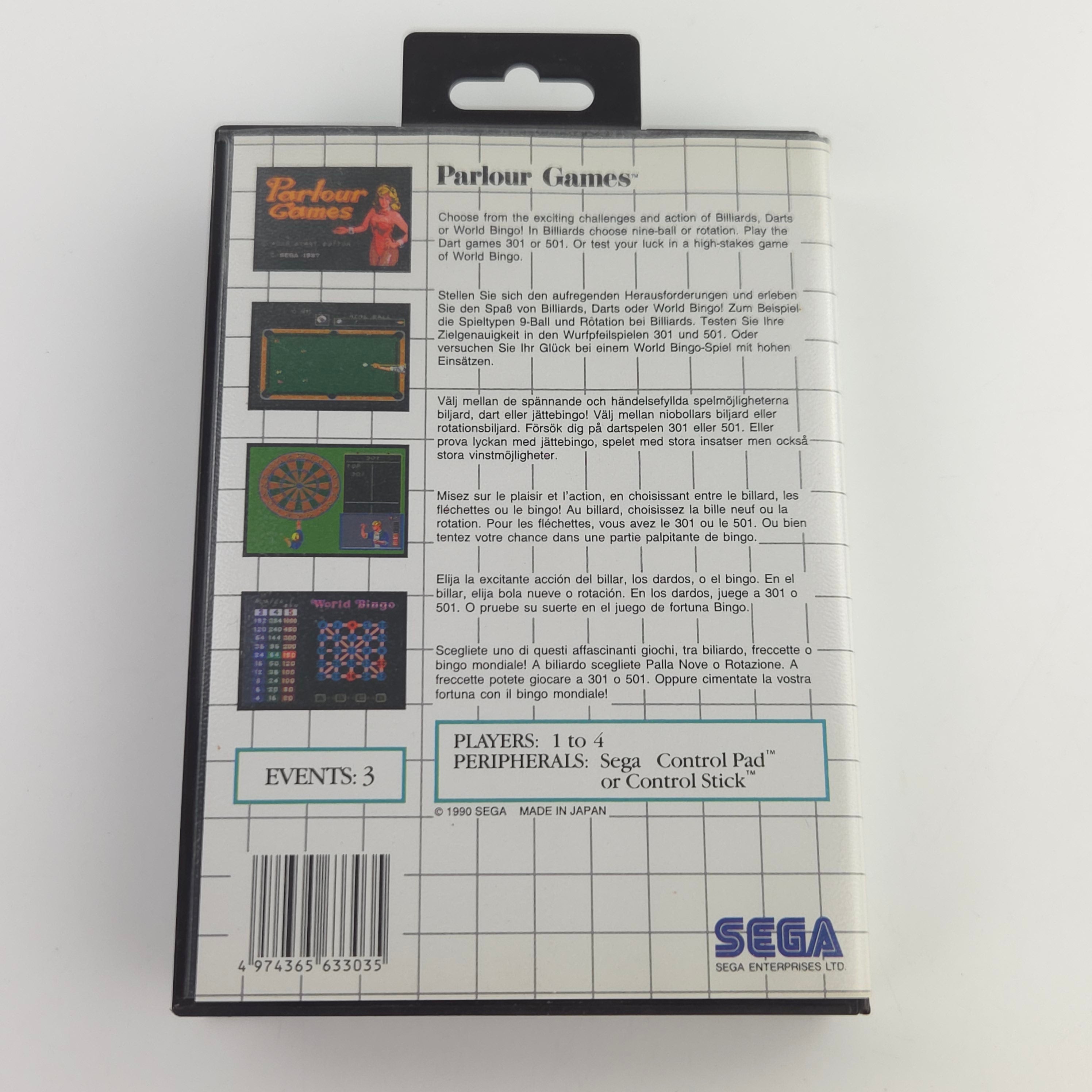 Sega Master System Spiel Parlour Games MS Modul OVP PAL
