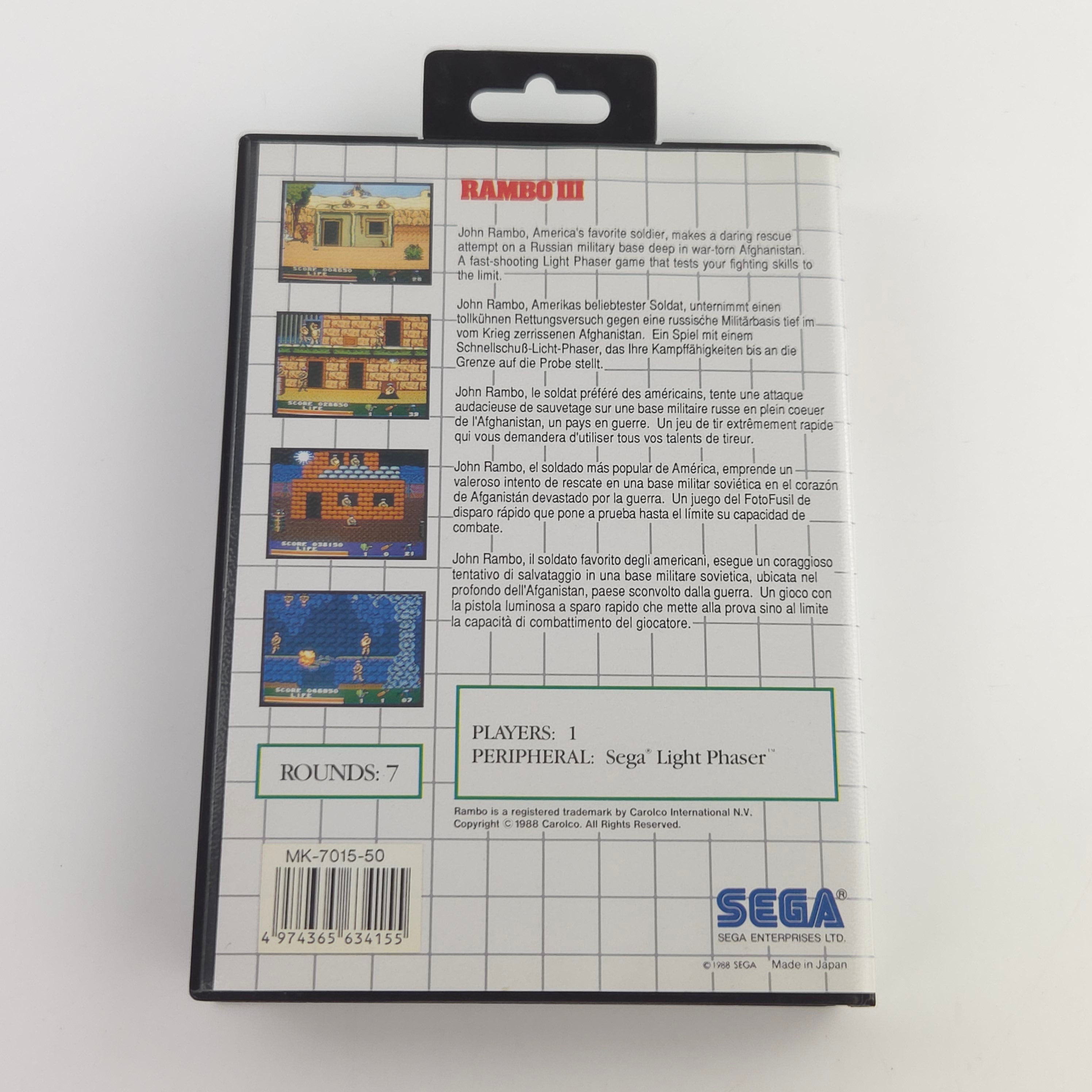Sega Master System Spiel Rambo III MS Modul OVP PAL EUR