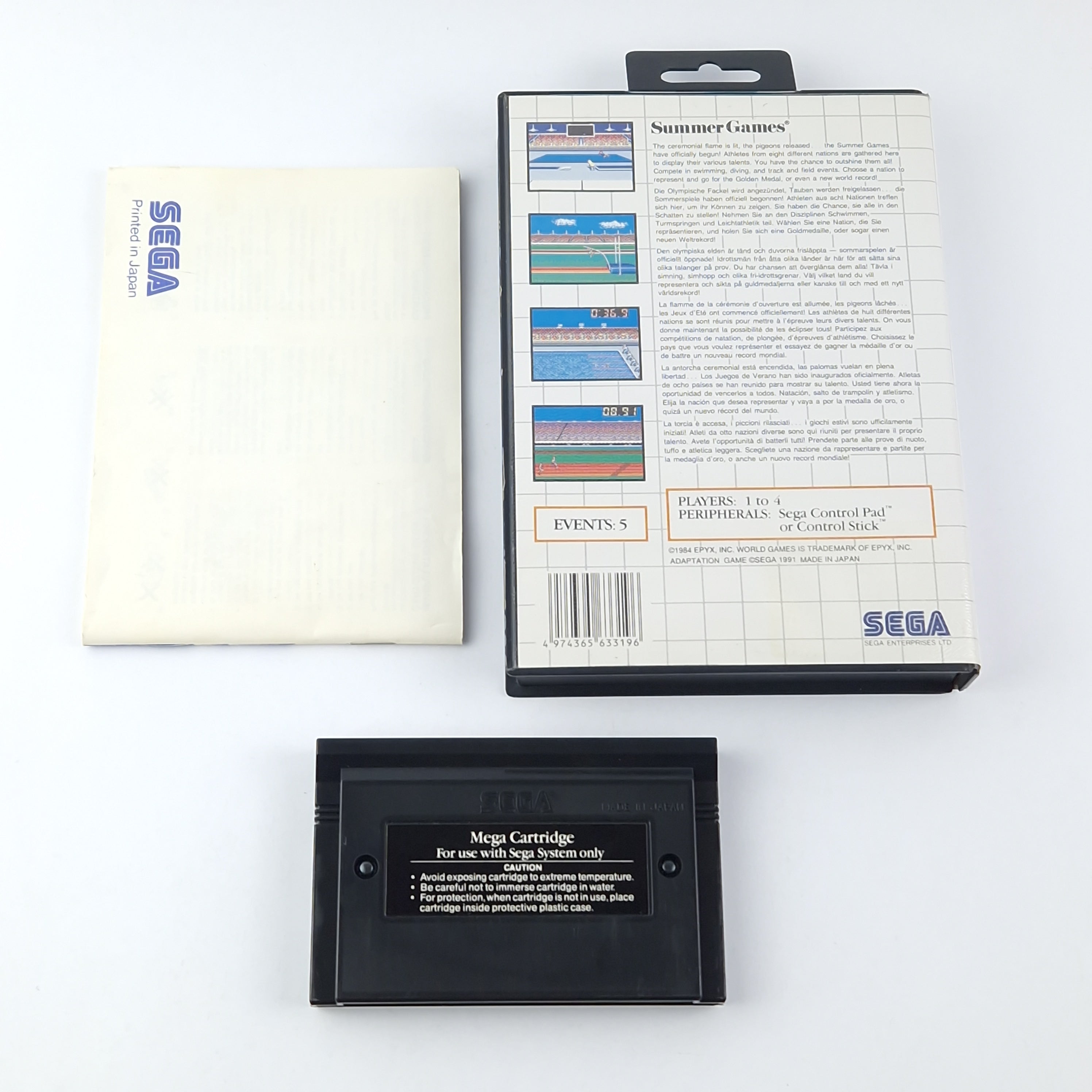 Sega Master System Spiel – Summer Games OVP PAL Modul