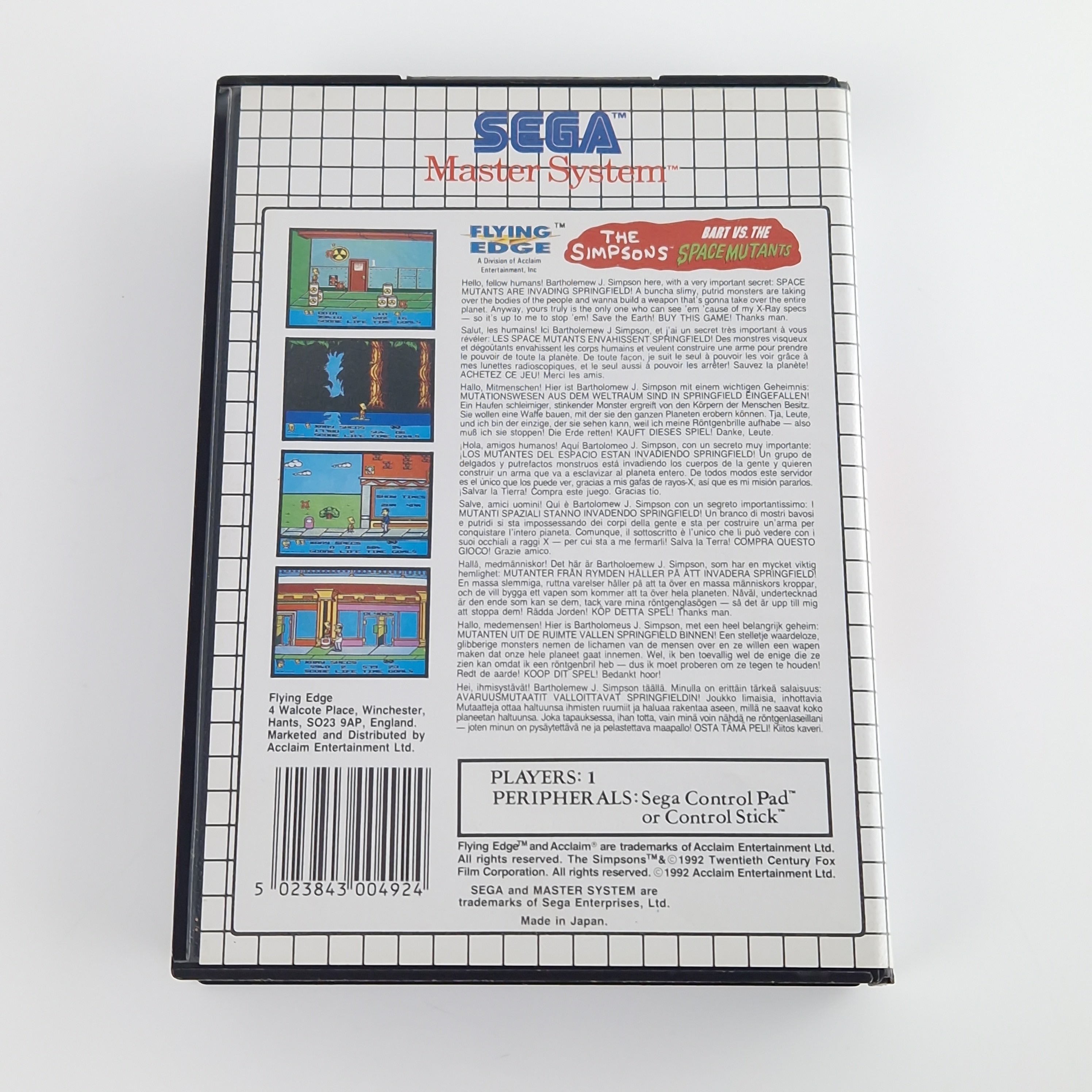 Sega Master System Spiel – The Simpsons Bart vs Mutants OVP