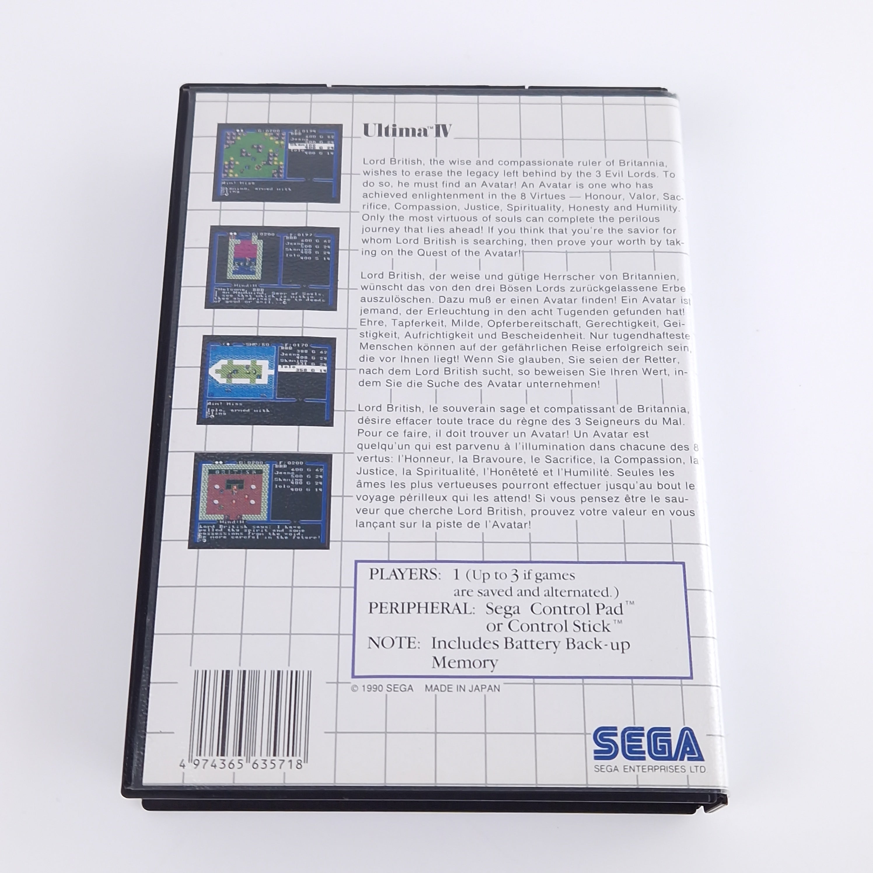 Sega Master System Spiel – Ultima IV Map OVP PAL