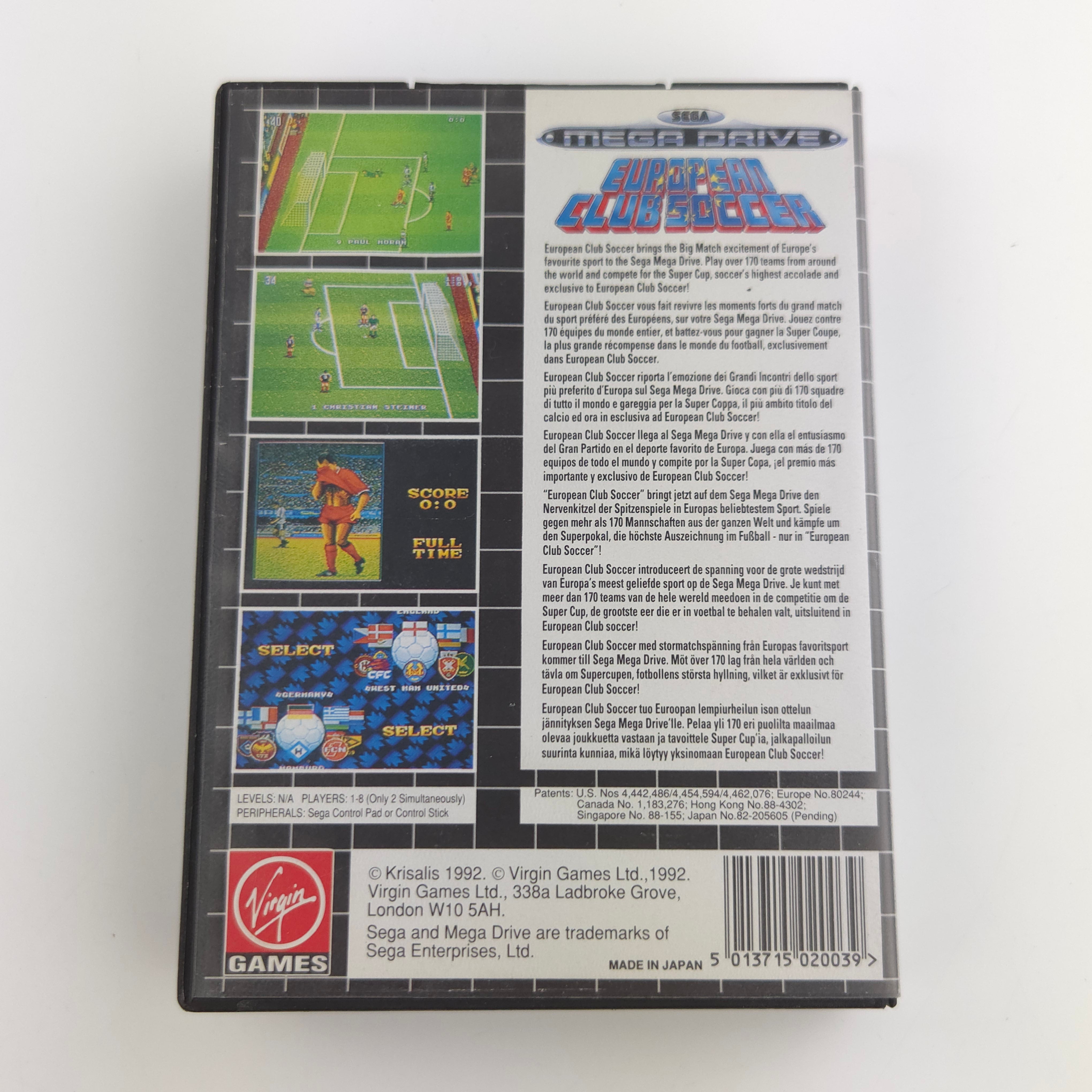 Sega Mega Drive Spiel – European Clubsoccer OVP MD