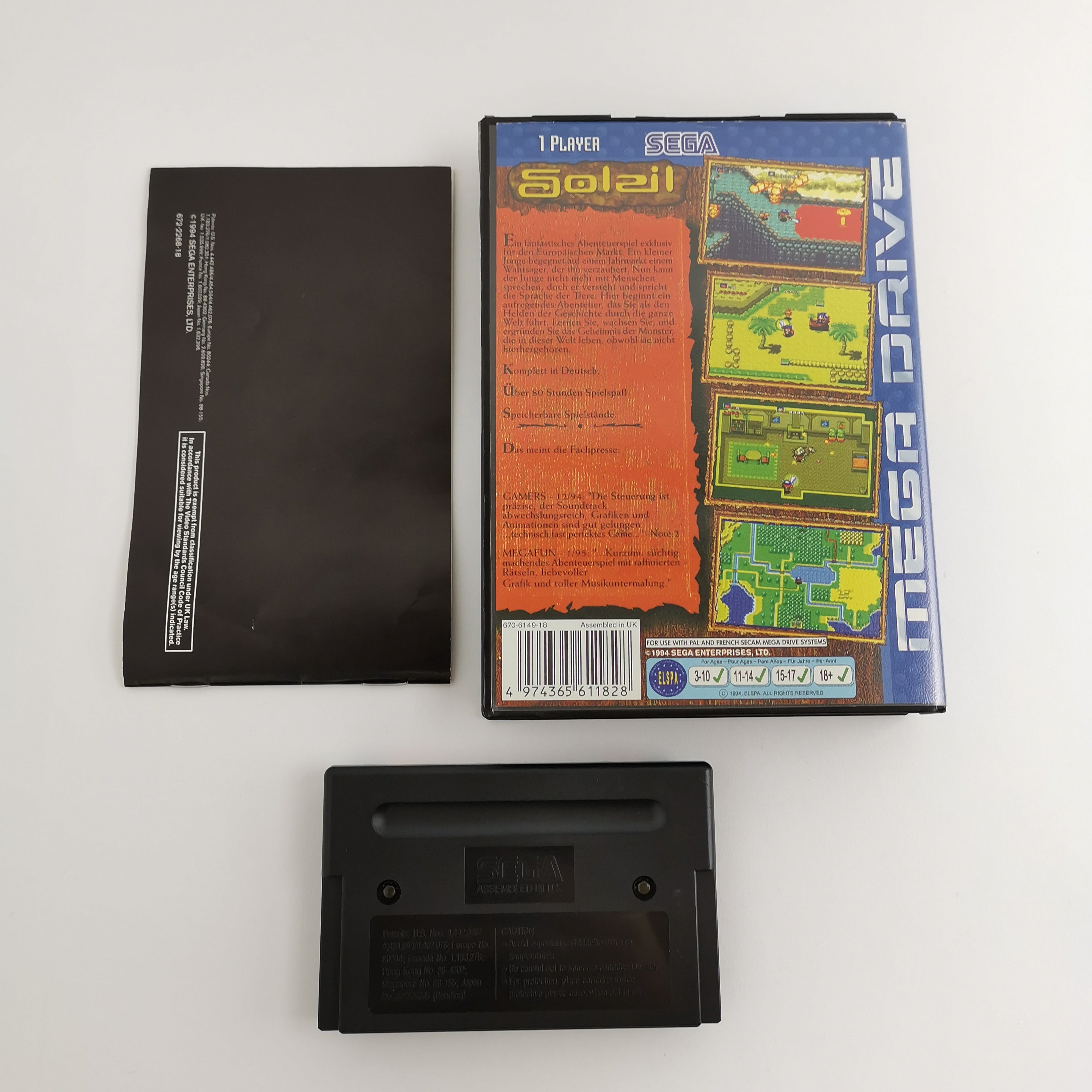 Sega Mega Drive Spiel – Soleil mit OVP und Anleitung PAL