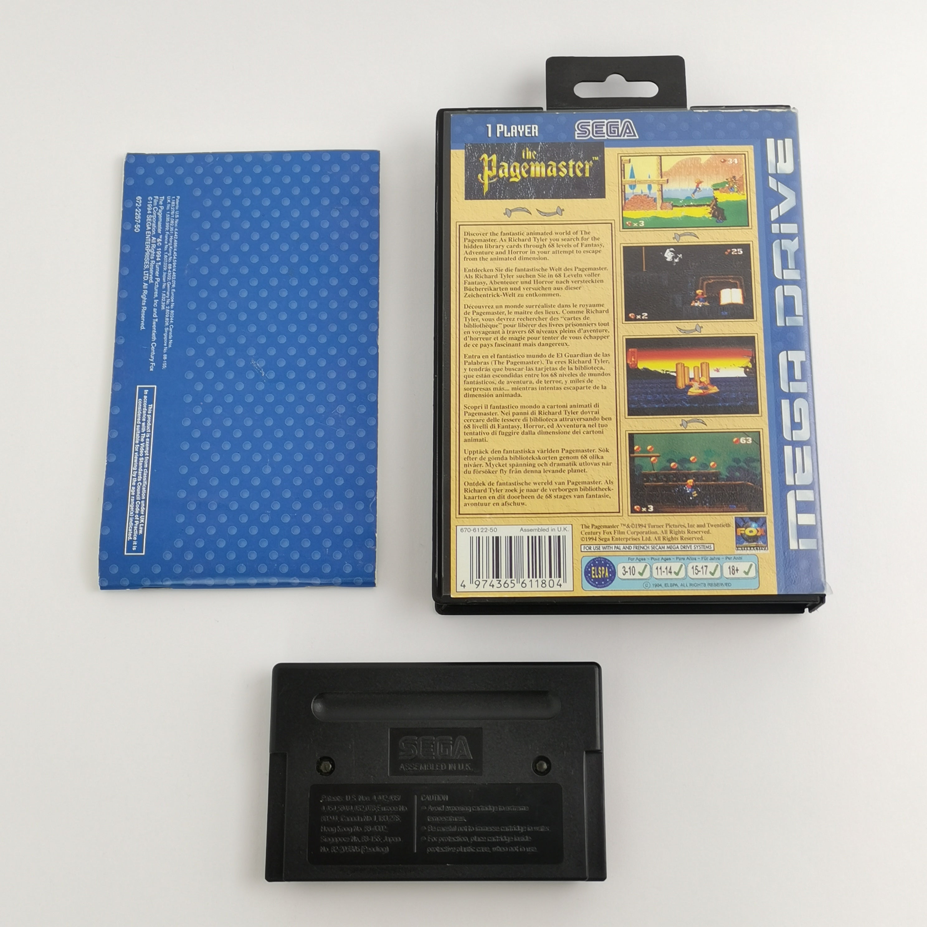 Sega Mega Drive Spiel – The Pagemaster OVP Anleitung PAL