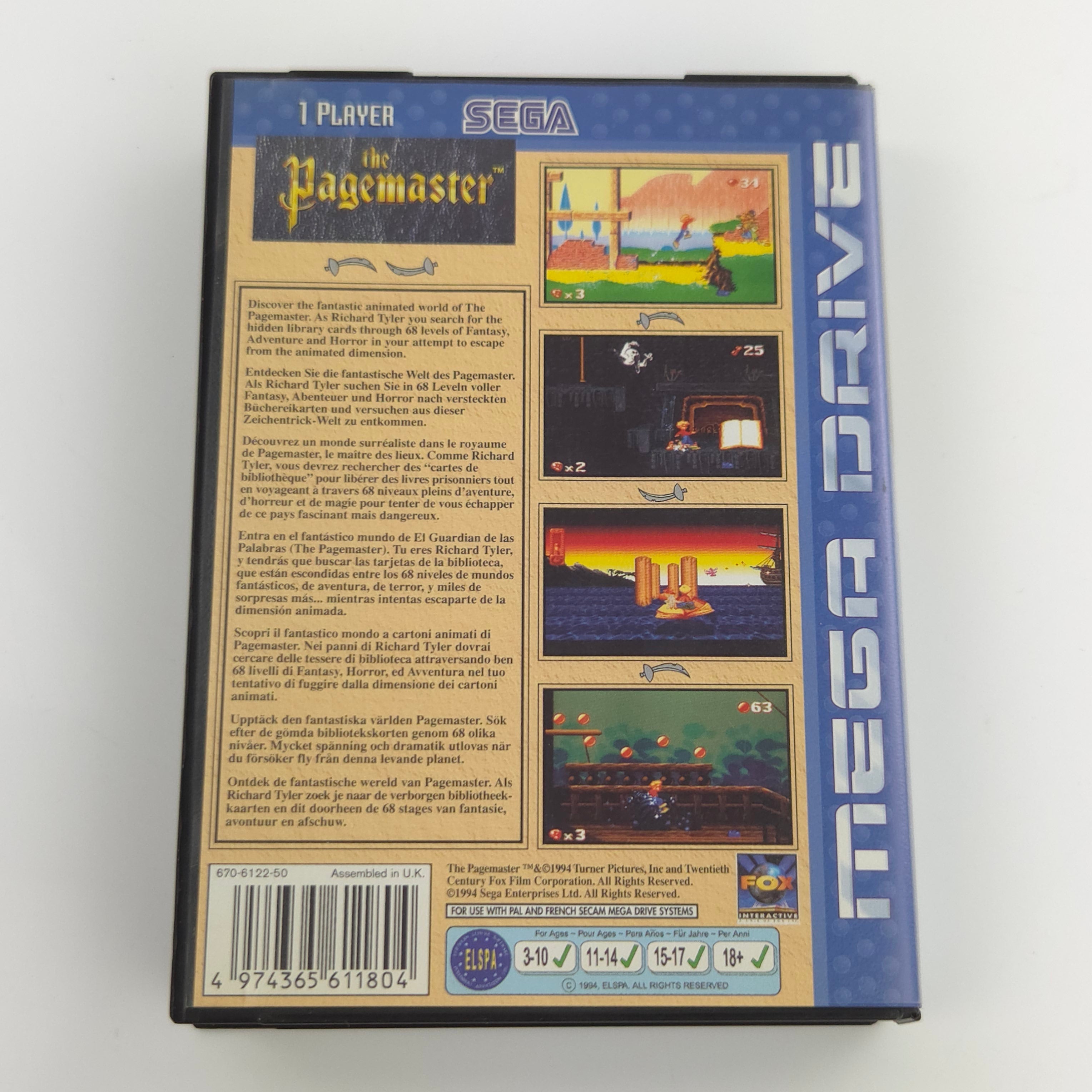 Sega Mega Drive Spiel – The Pagemaster OVP PAL MD