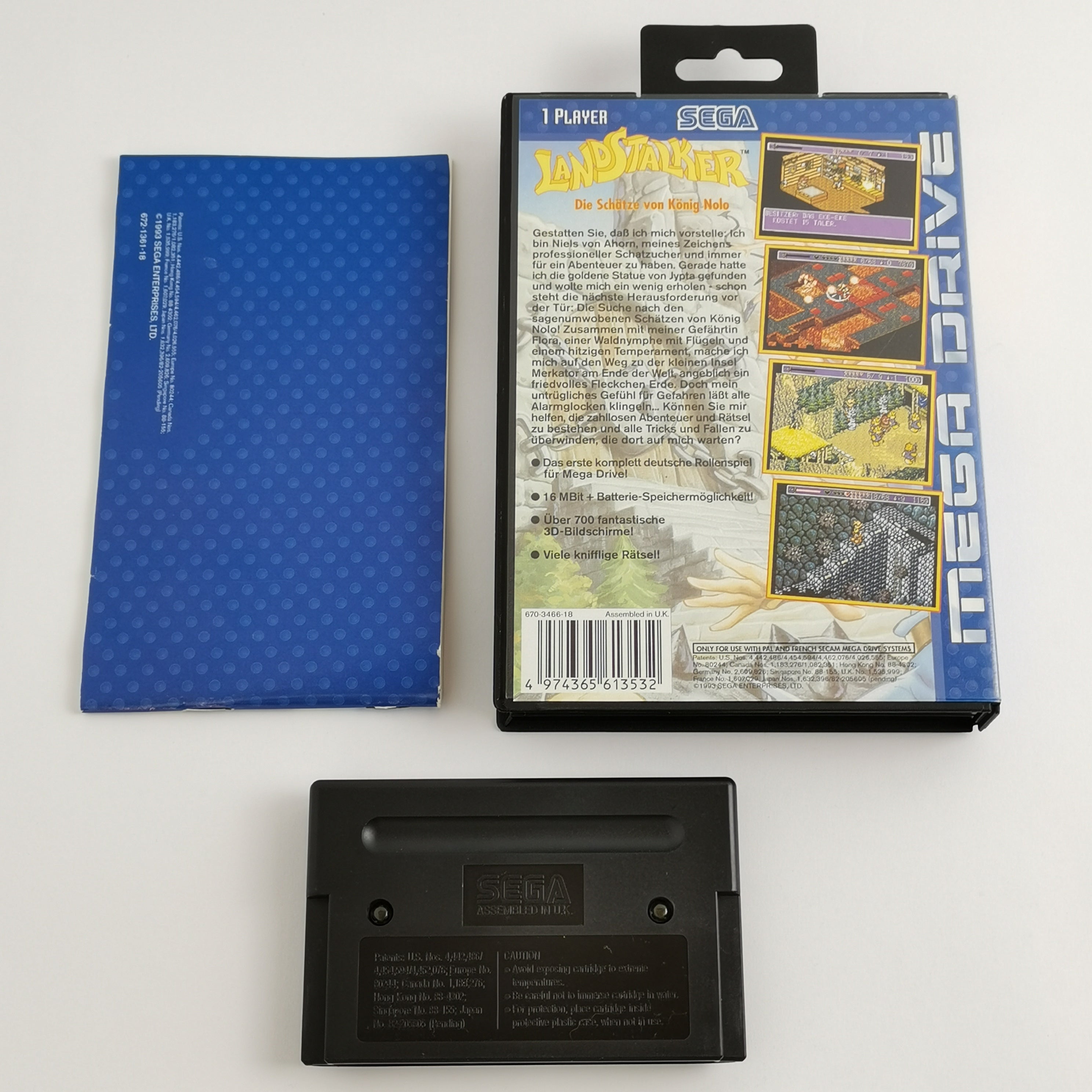 Sega Mega Drive Spiel – Blaue OVP und Anleitung Neuwertig