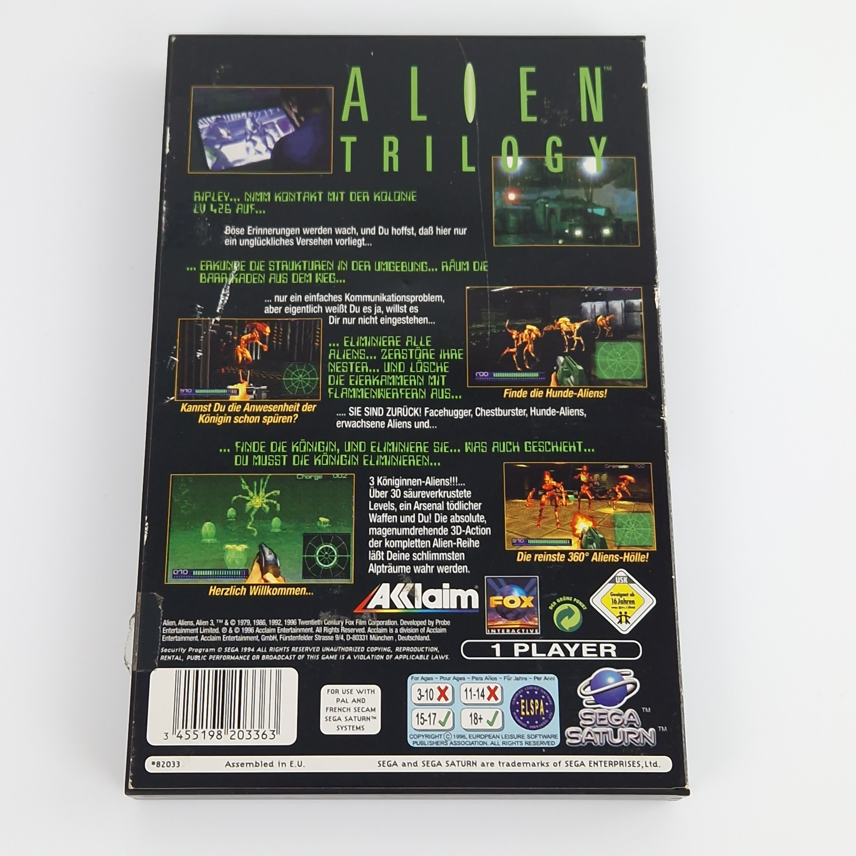 Sega Saturn Spiel – Alien Trilogy OVP PAL Acclaim