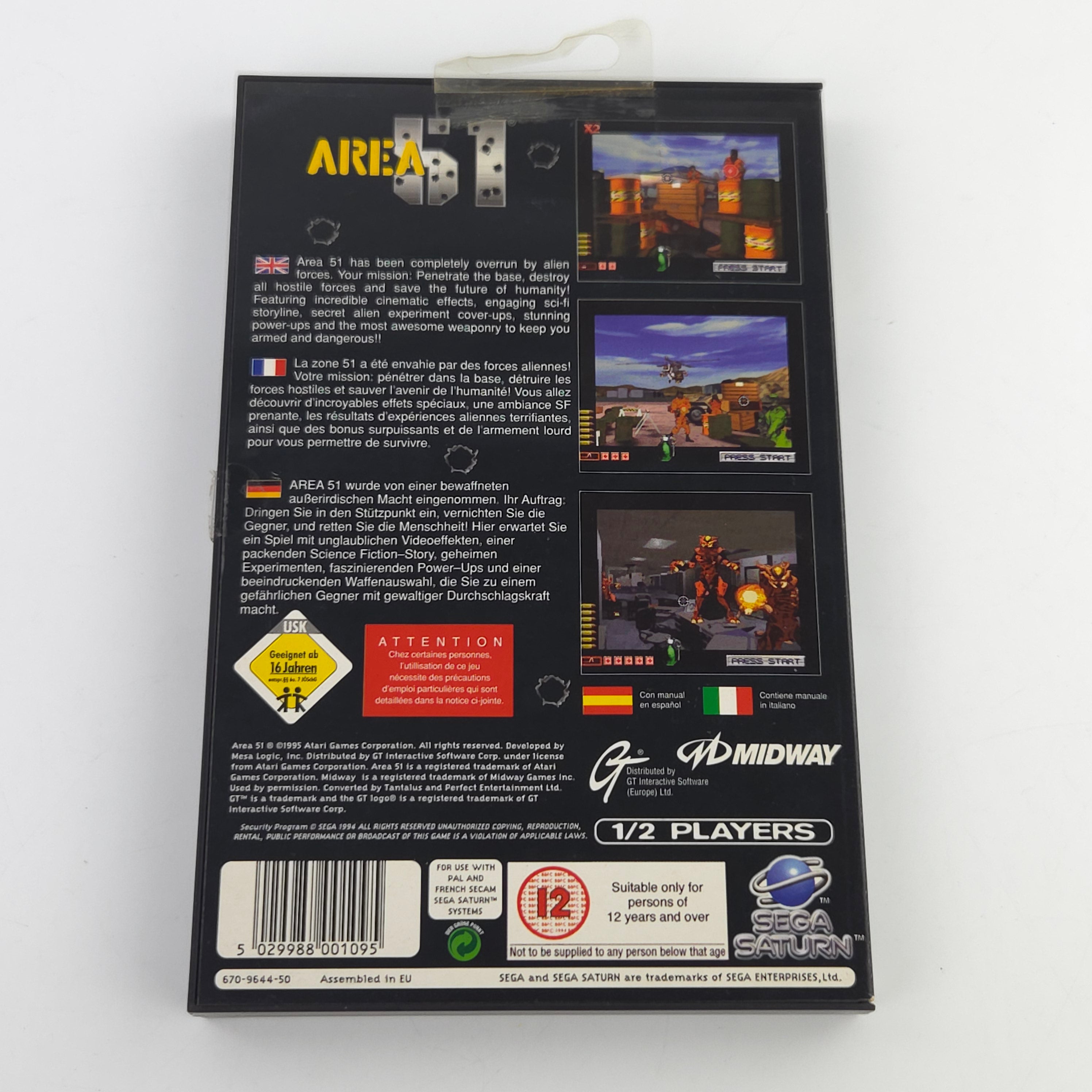 Sega Saturn Spiel Area 51 OVP Anleitung PAL EUR Midway