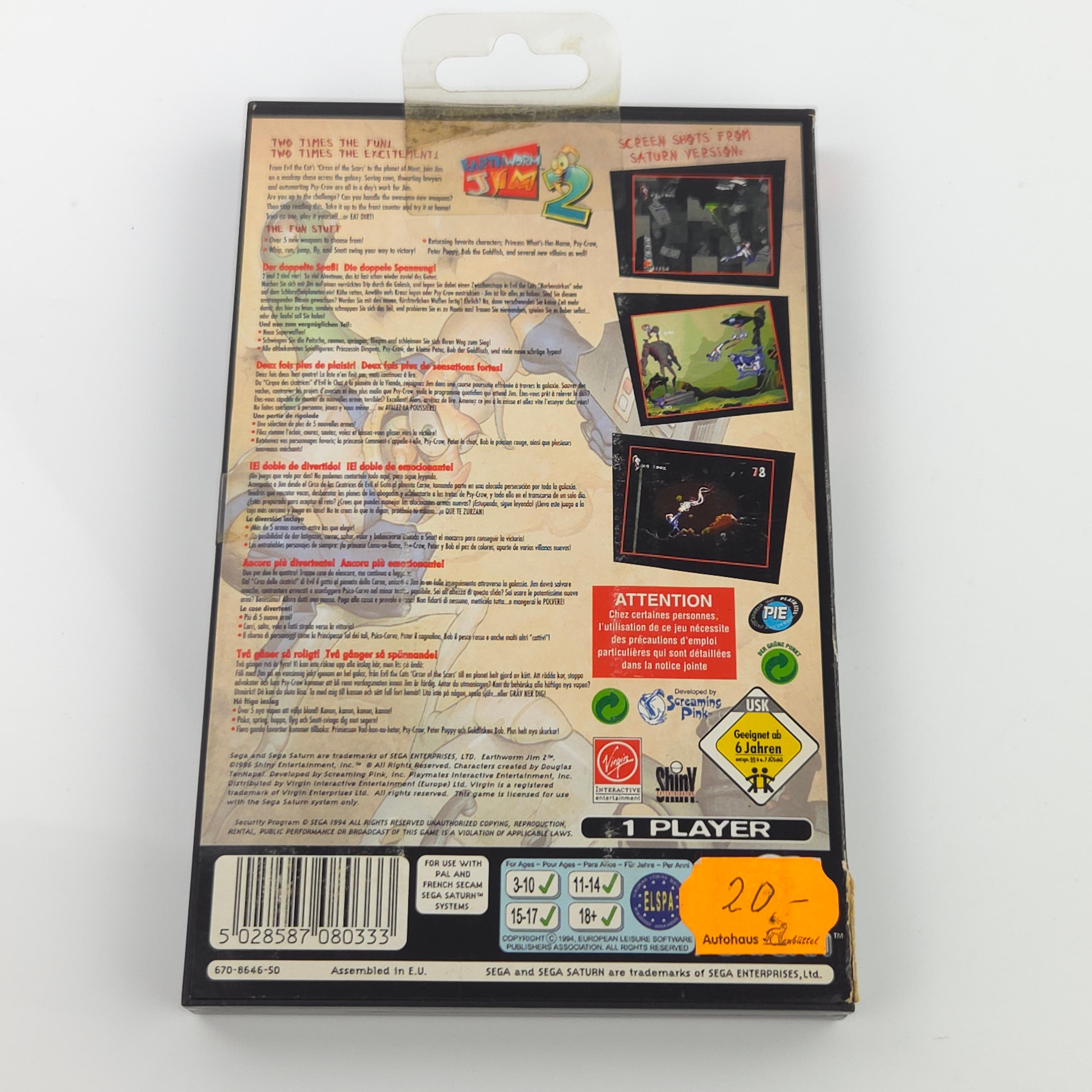 Sega Saturn Spiel – Earthworm Jim 2 OVP PAL CIB