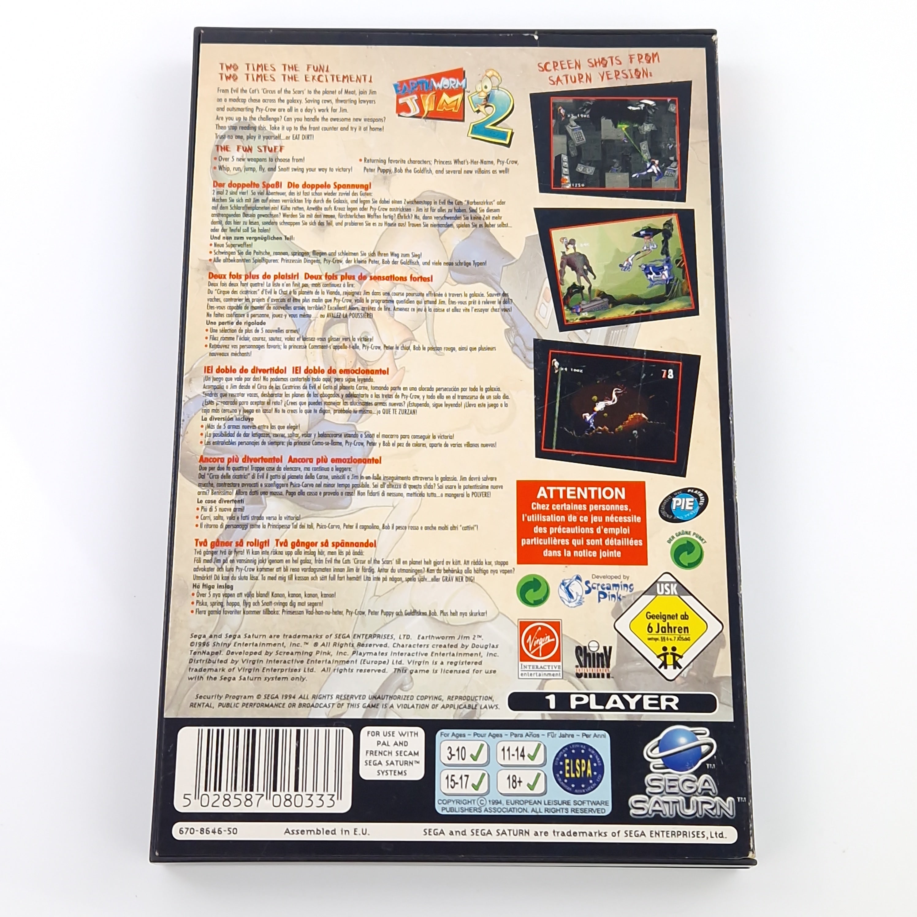 Sega Saturn Spiel – Earthworm Jim 2 OVP PAL