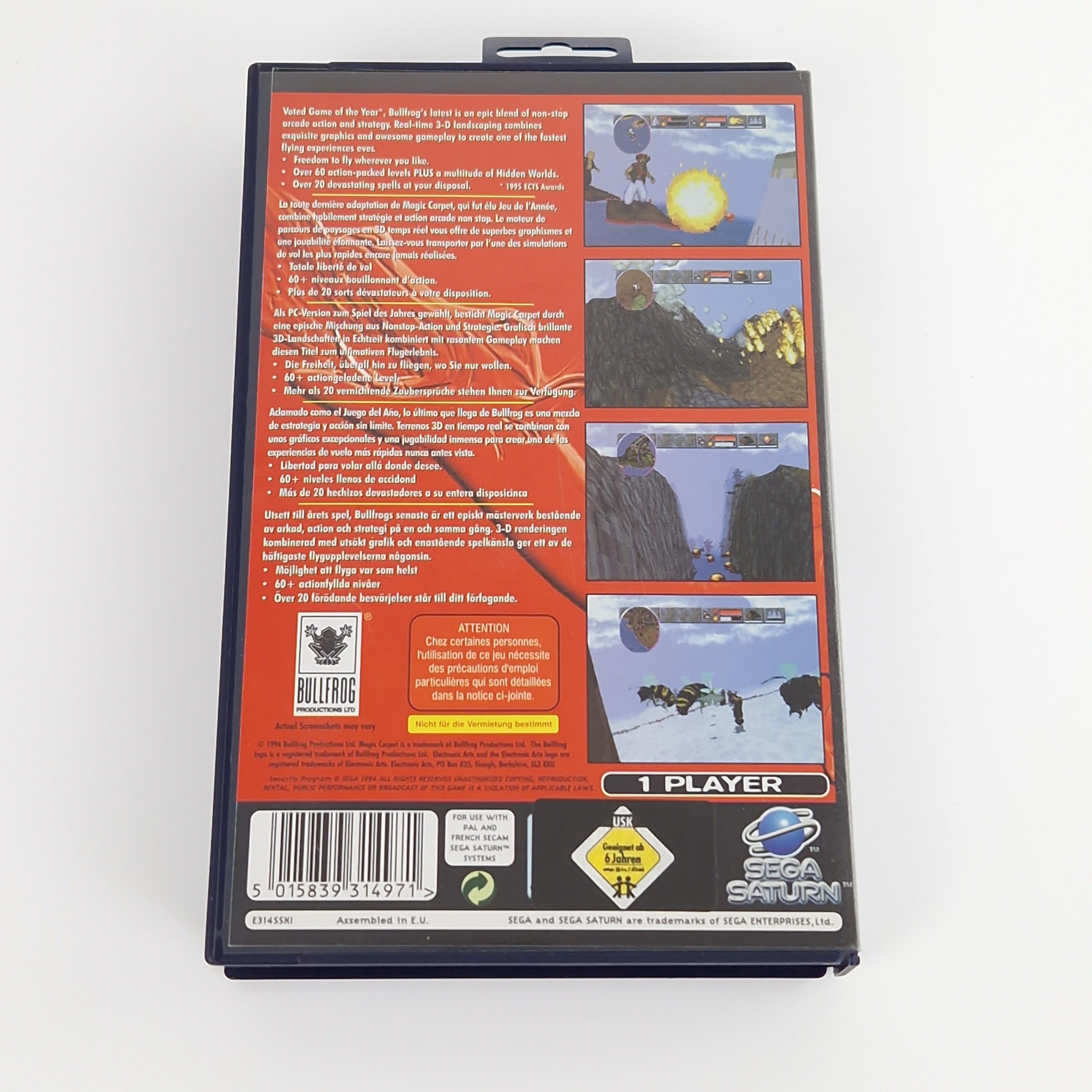 Sega Saturn Spiel – Magic Carpet OVP PAL Disk Bullfrog
