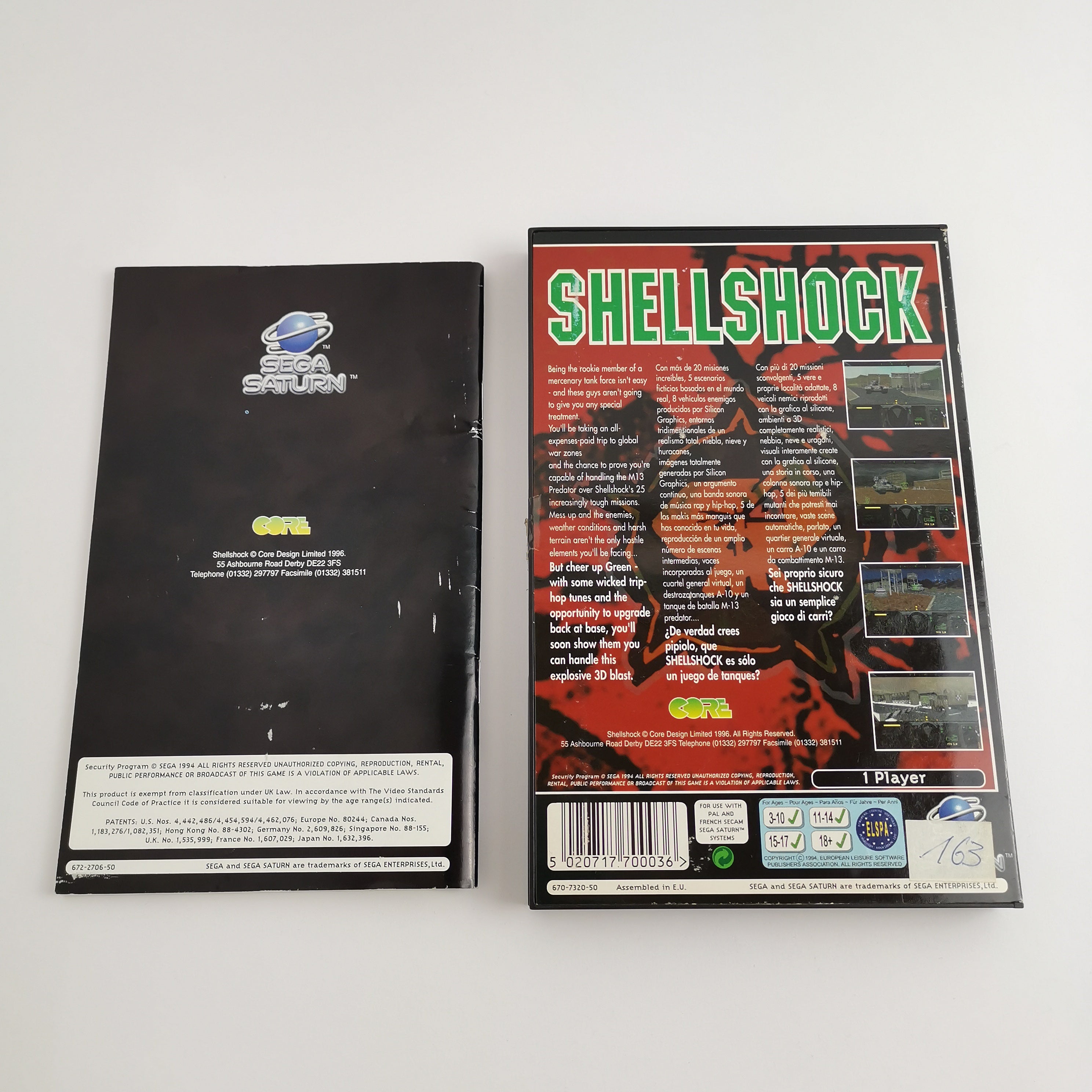 Sega Saturn Spiel: Shellshock in OVP & Anleitung - Core | PAL Version