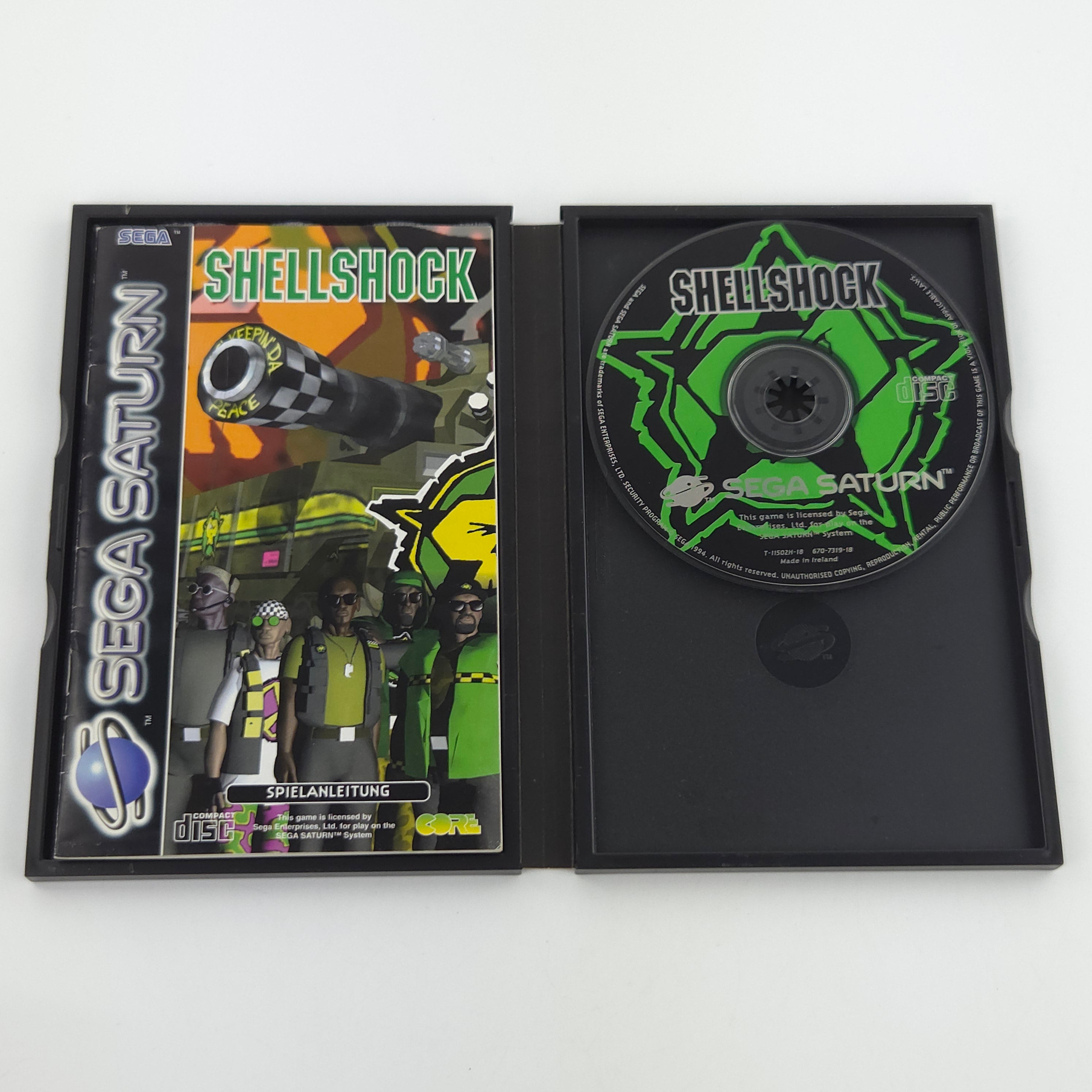 Sega Saturn Spiel Shellshock OVP Anleitung PAL CORE Design