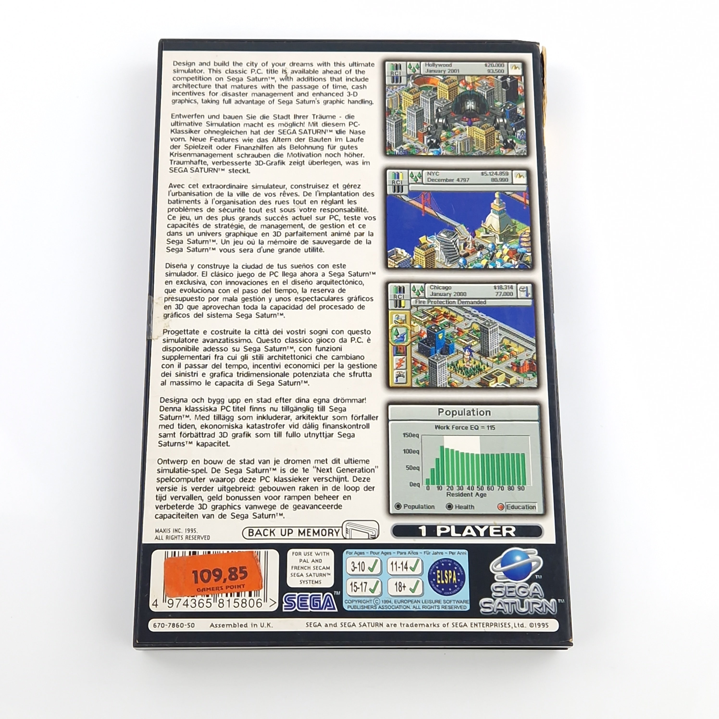 Sega Saturn Spiel – Sim City 2000 PAL OVP Simulation